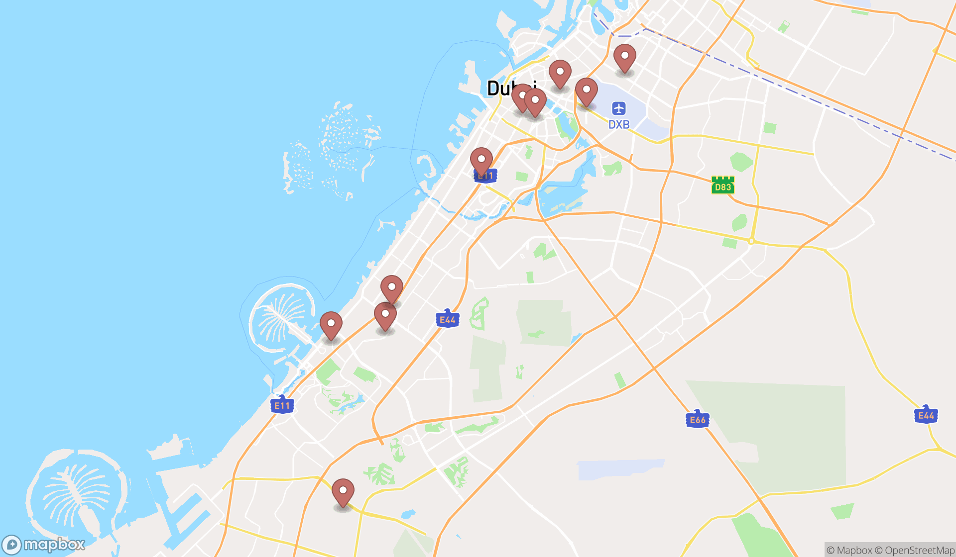 Map showing the ranked surveyors in Dubai, Dubai