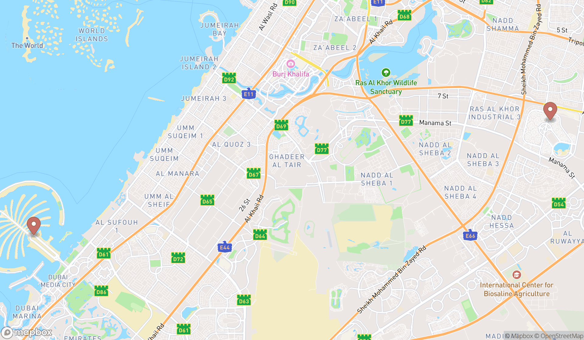 Map showing the ranked taiwanese restaurants in Dubai, Dubai