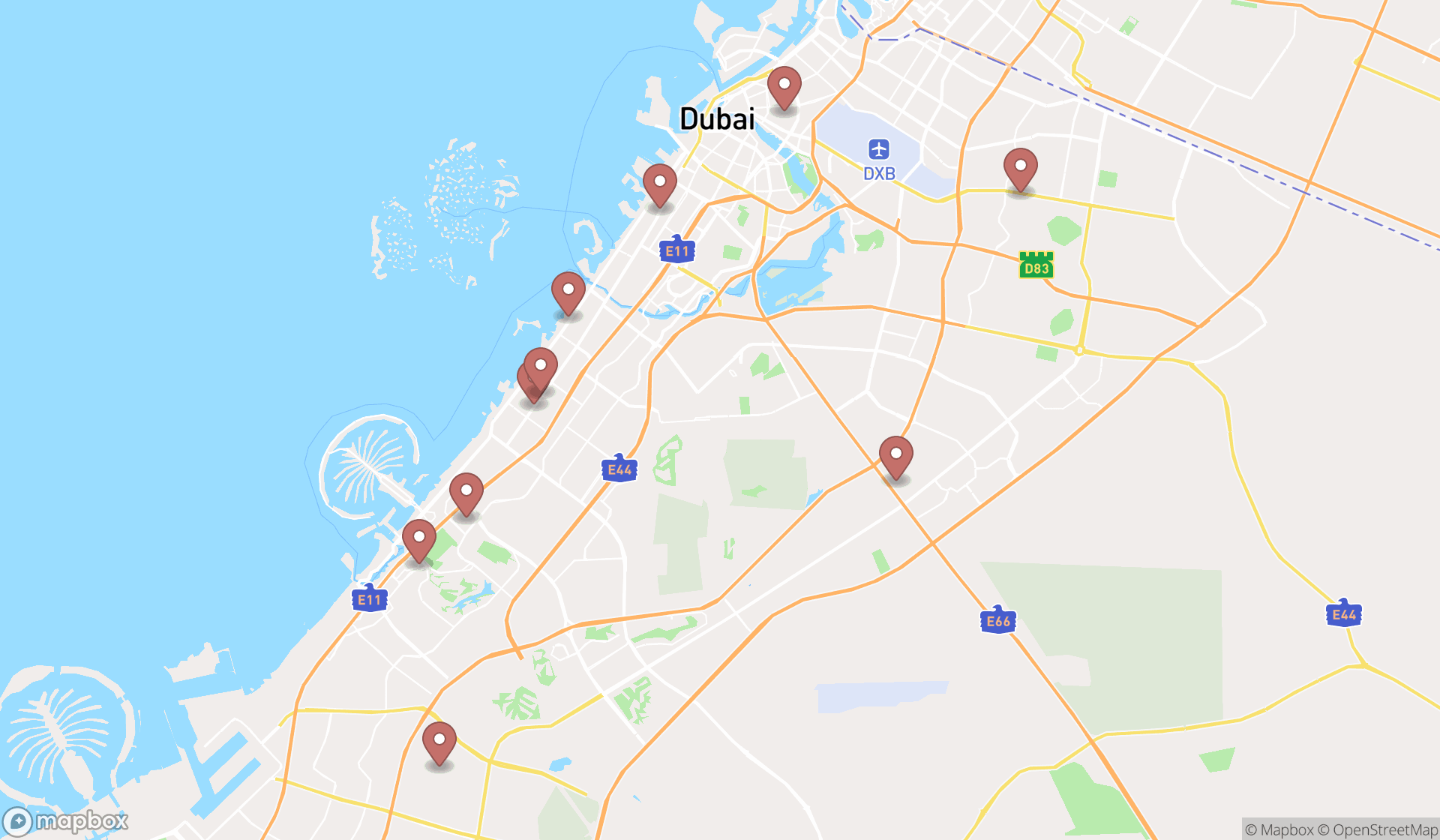 Map showing the ranked tattoo removal services in Dubai, Dubai