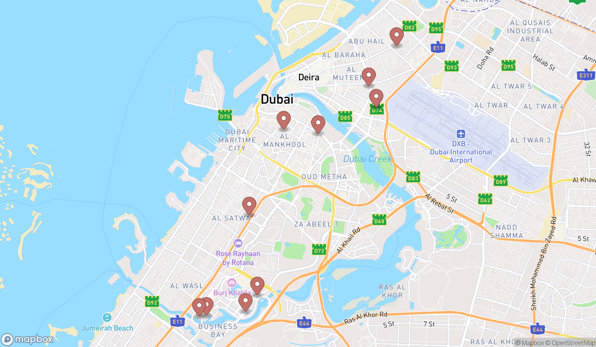 Map showing the ranked tax assessors in Dubai, Dubai