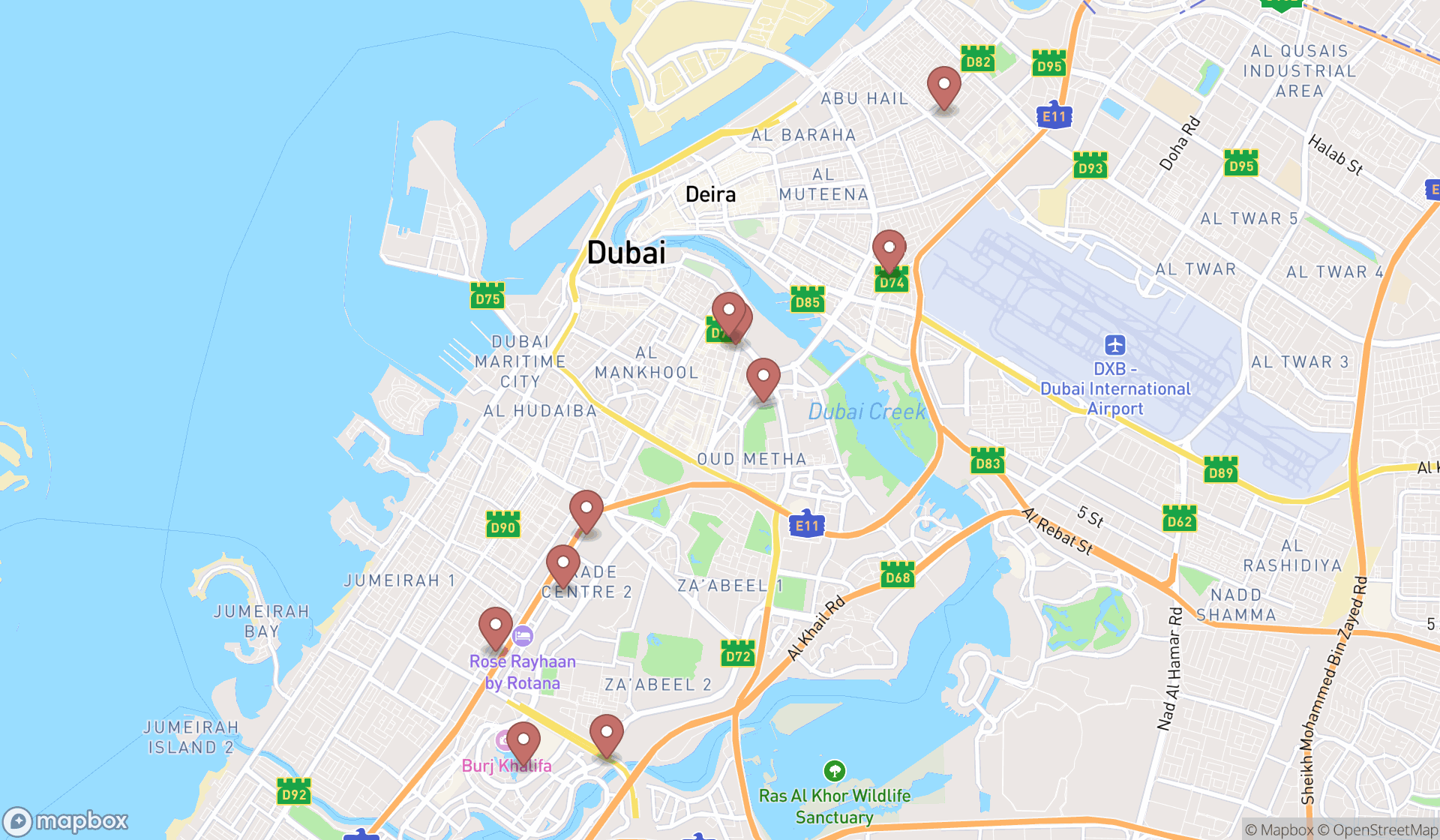 Map showing the ranked tax consultants in Dubai, Dubai