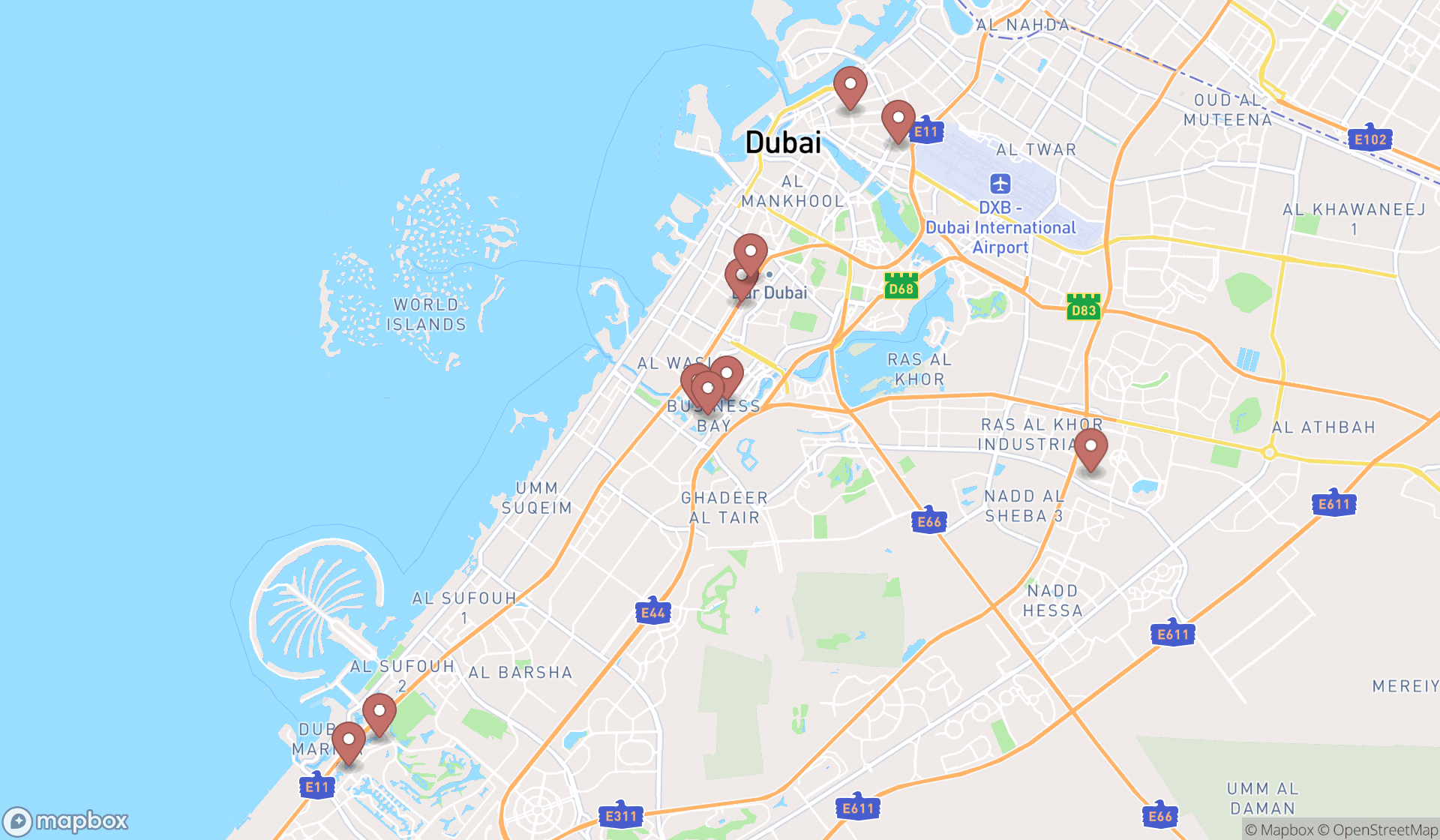 Map showing the ranked tax preparations in Dubai, Dubai