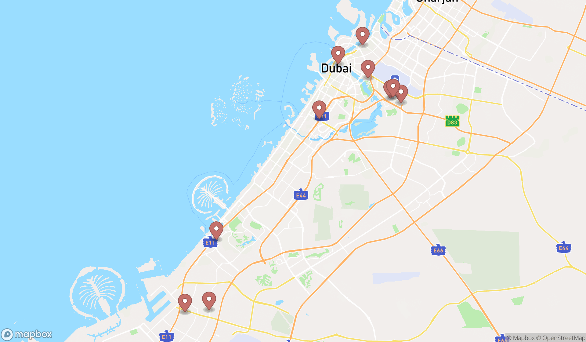Map showing the ranked tea exporters in Dubai, Dubai