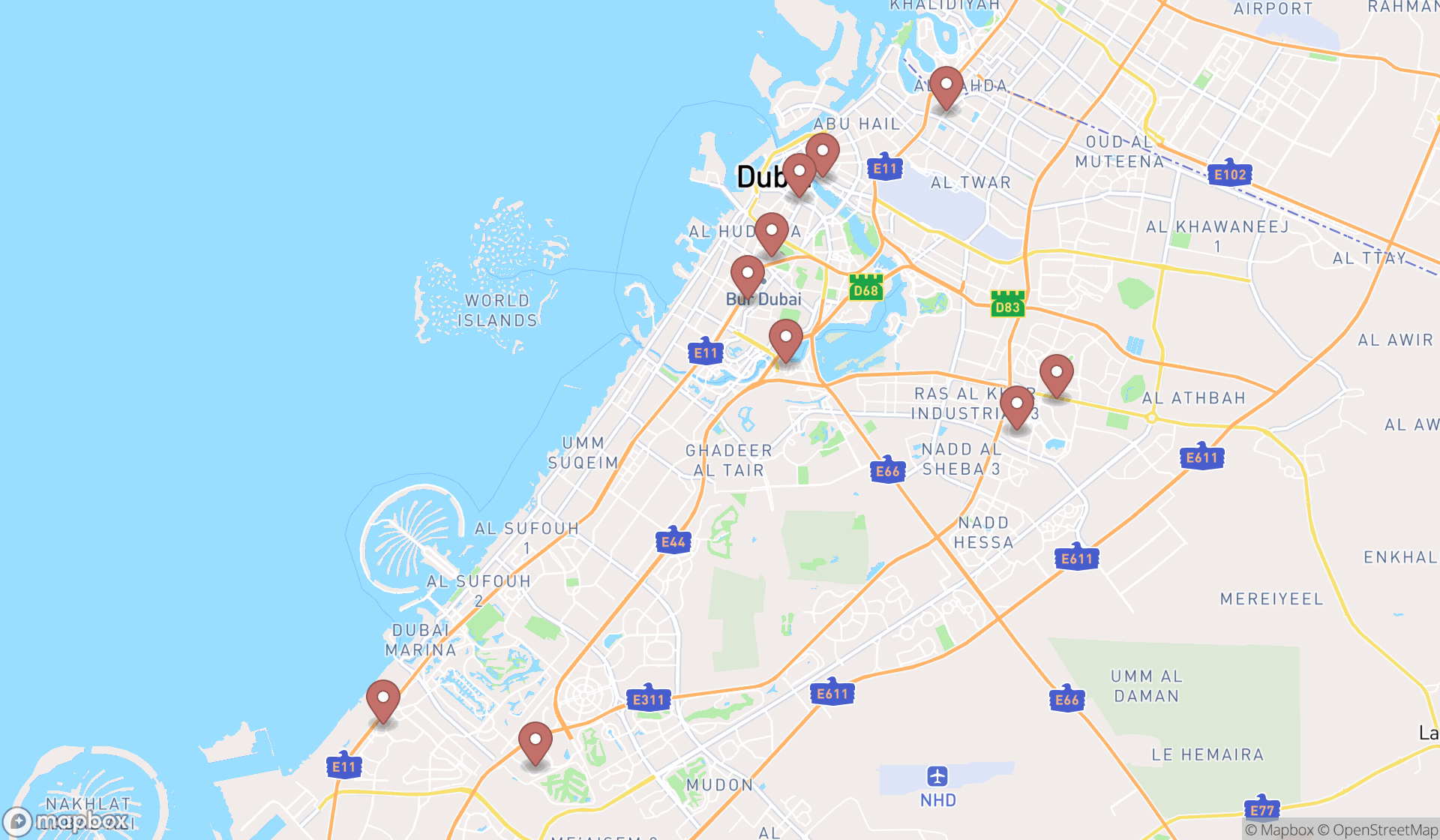 Map showing the ranked telecommunications service providers in Dubai, Dubai