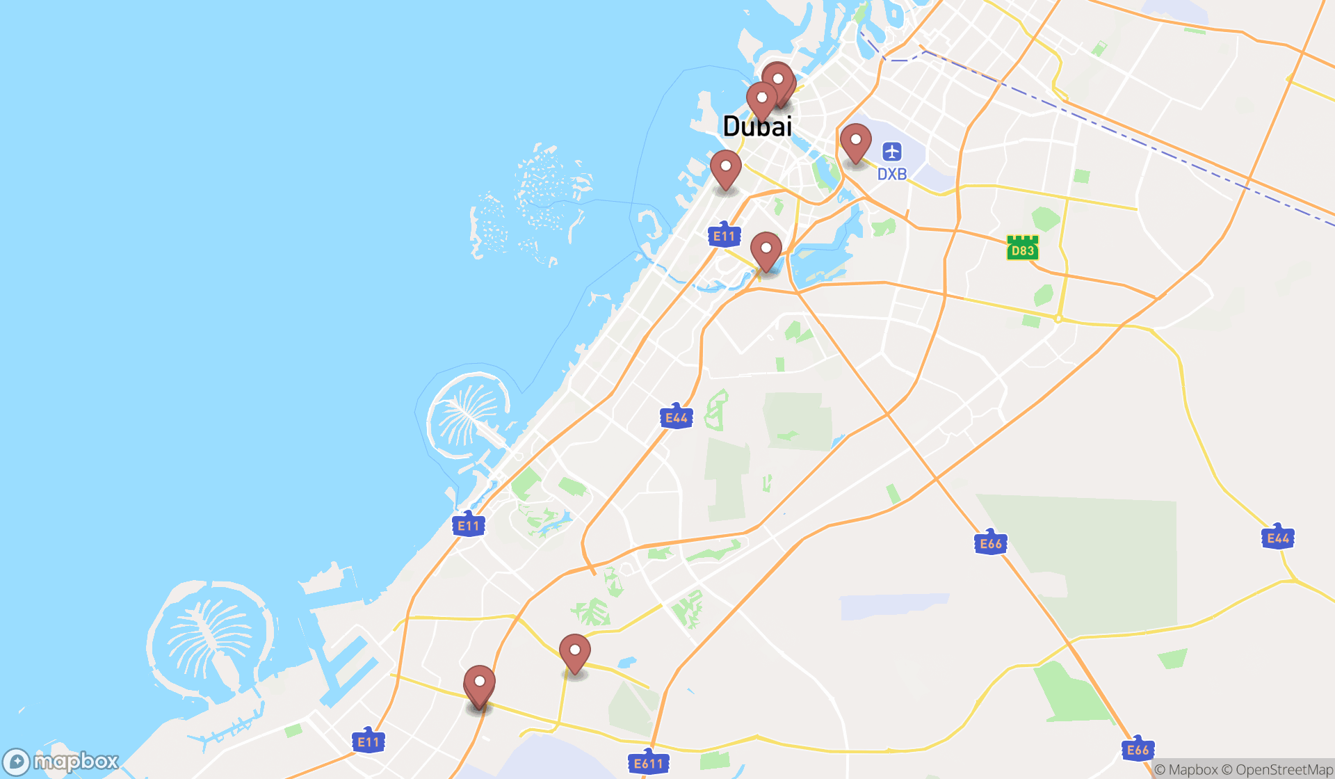 Map showing the ranked textile engineers in Dubai, Dubai