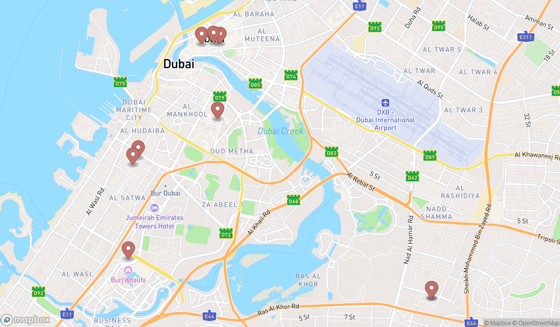 Map showing the ranked threads and yarns wholesalers in Dubai, Dubai
