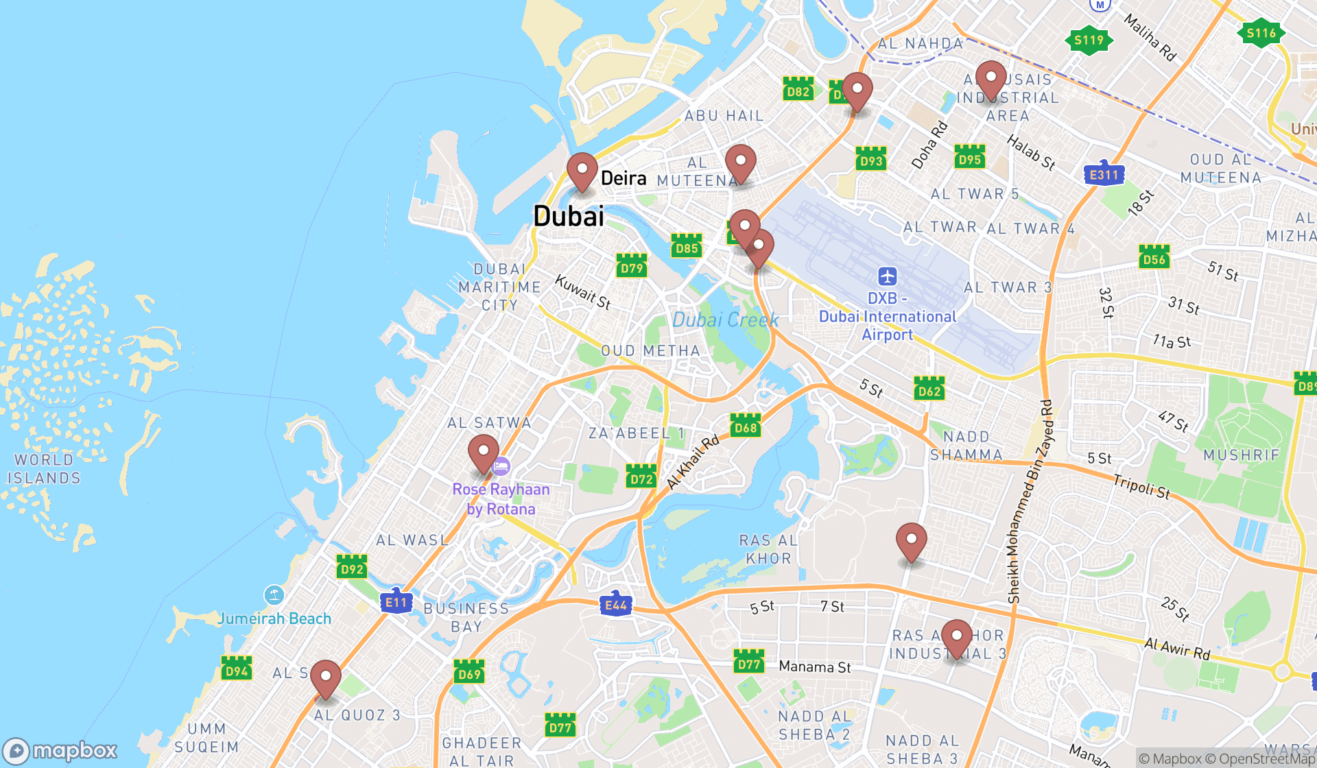 Map showing the ranked title companies in Dubai, Dubai