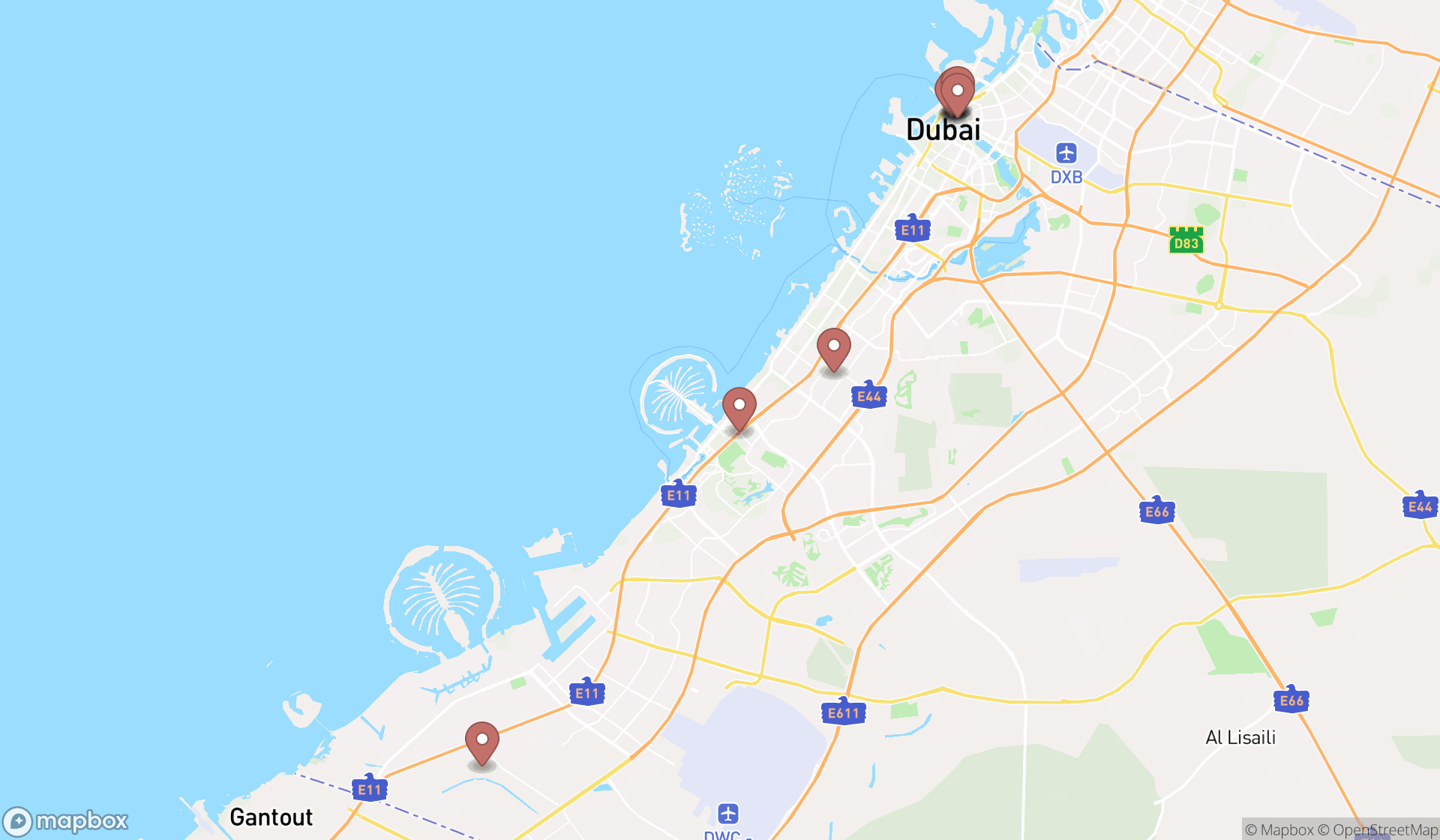 Map showing the ranked toiletries stores in Dubai, Dubai