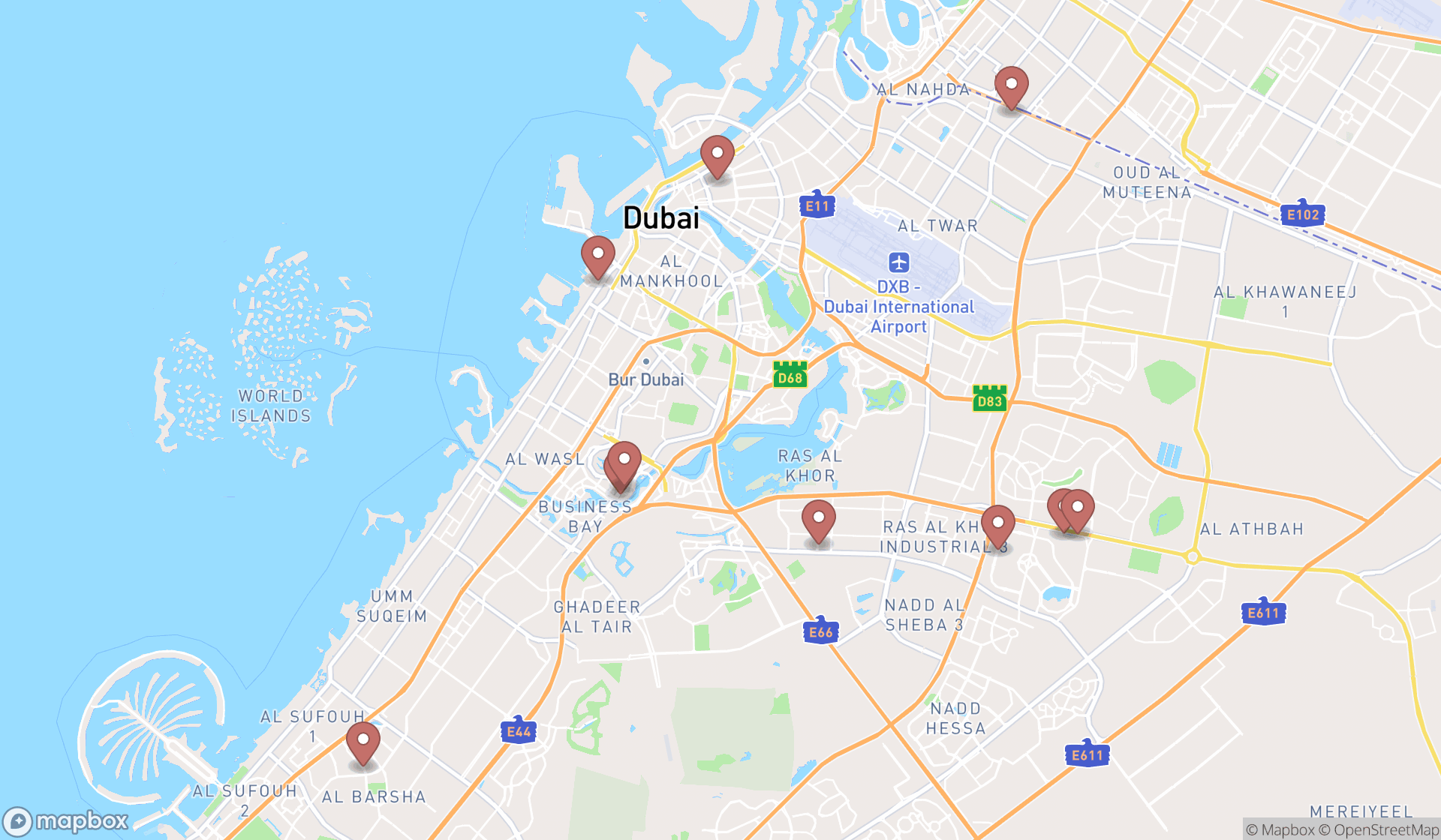 Map showing the ranked toy manufacturers in Dubai, Dubai