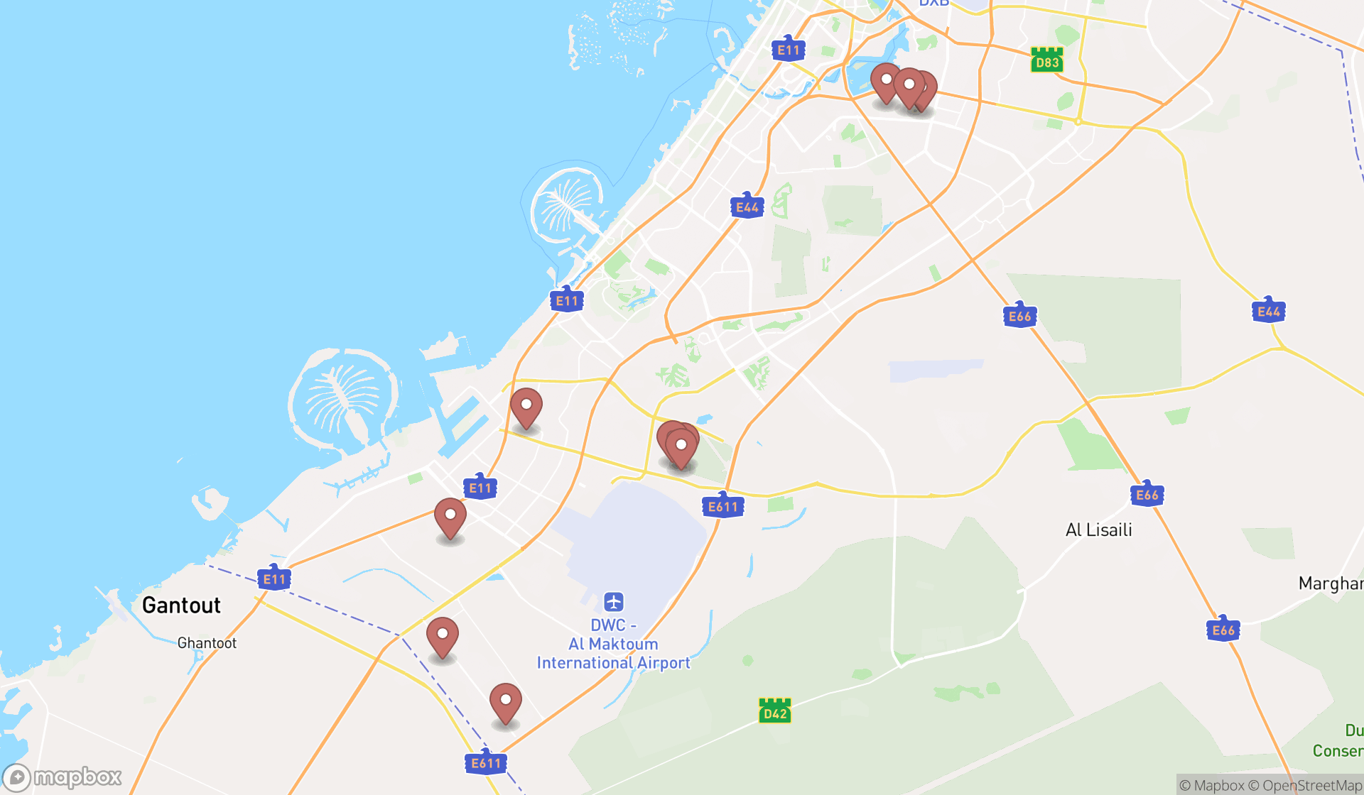 Map showing the ranked trailer manufacturers in Dubai, Dubai