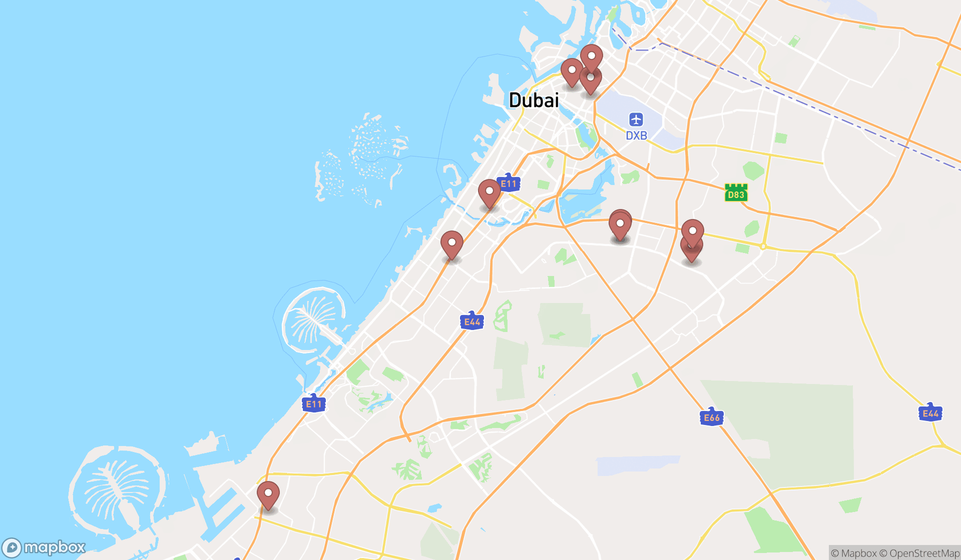 Map showing the ranked transcription services in Dubai, Dubai