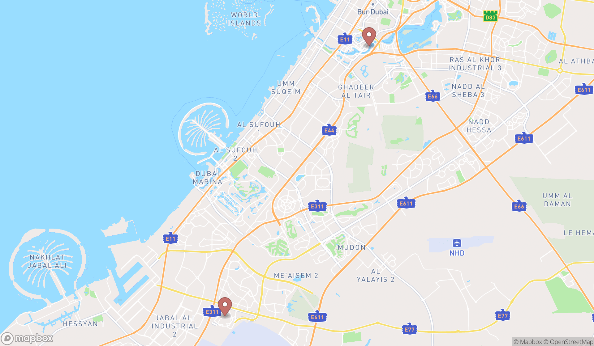 Map showing the ranked turkmen restaurants in Dubai, Dubai
