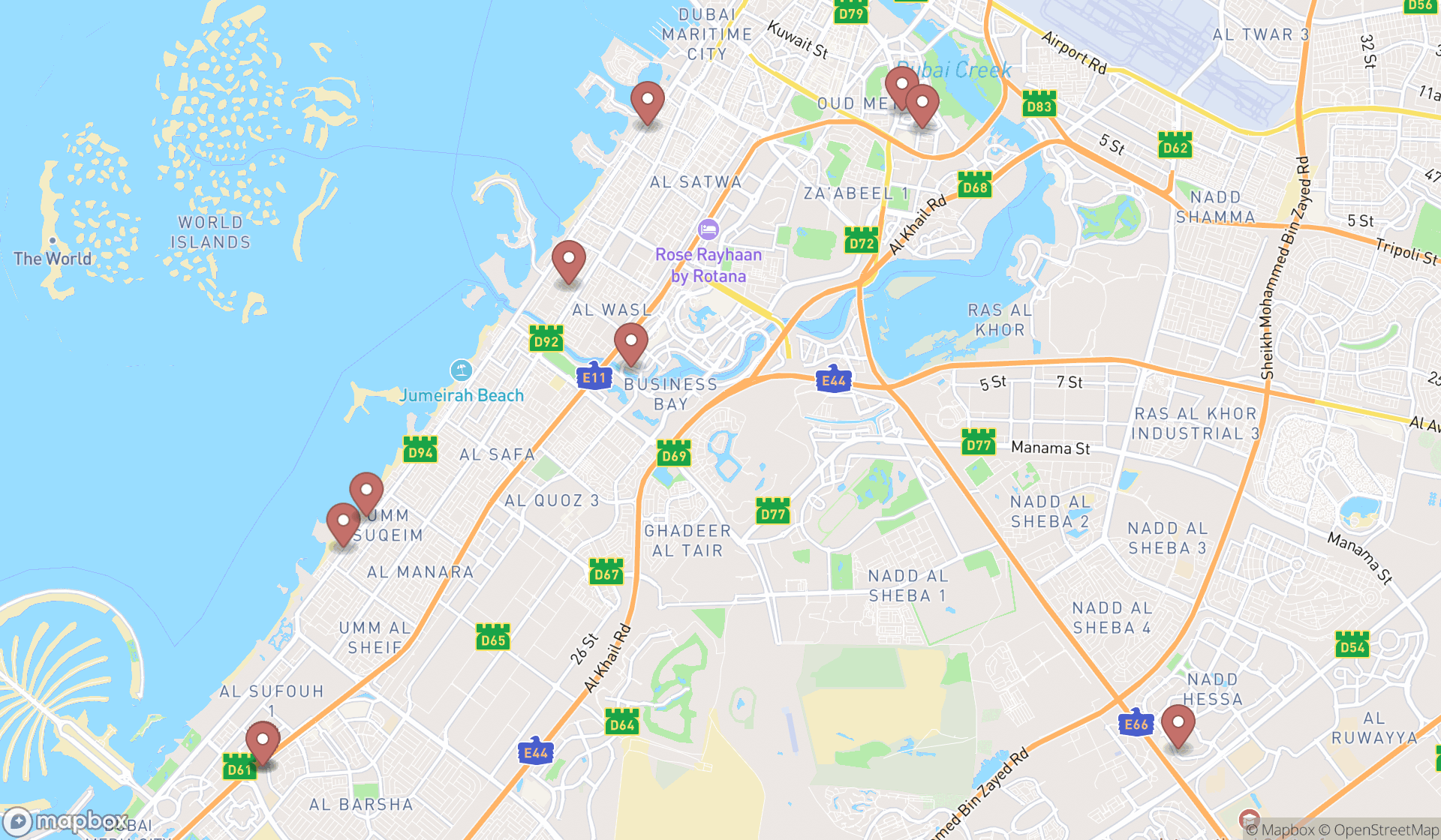 Map showing the ranked urologists in Dubai, Dubai