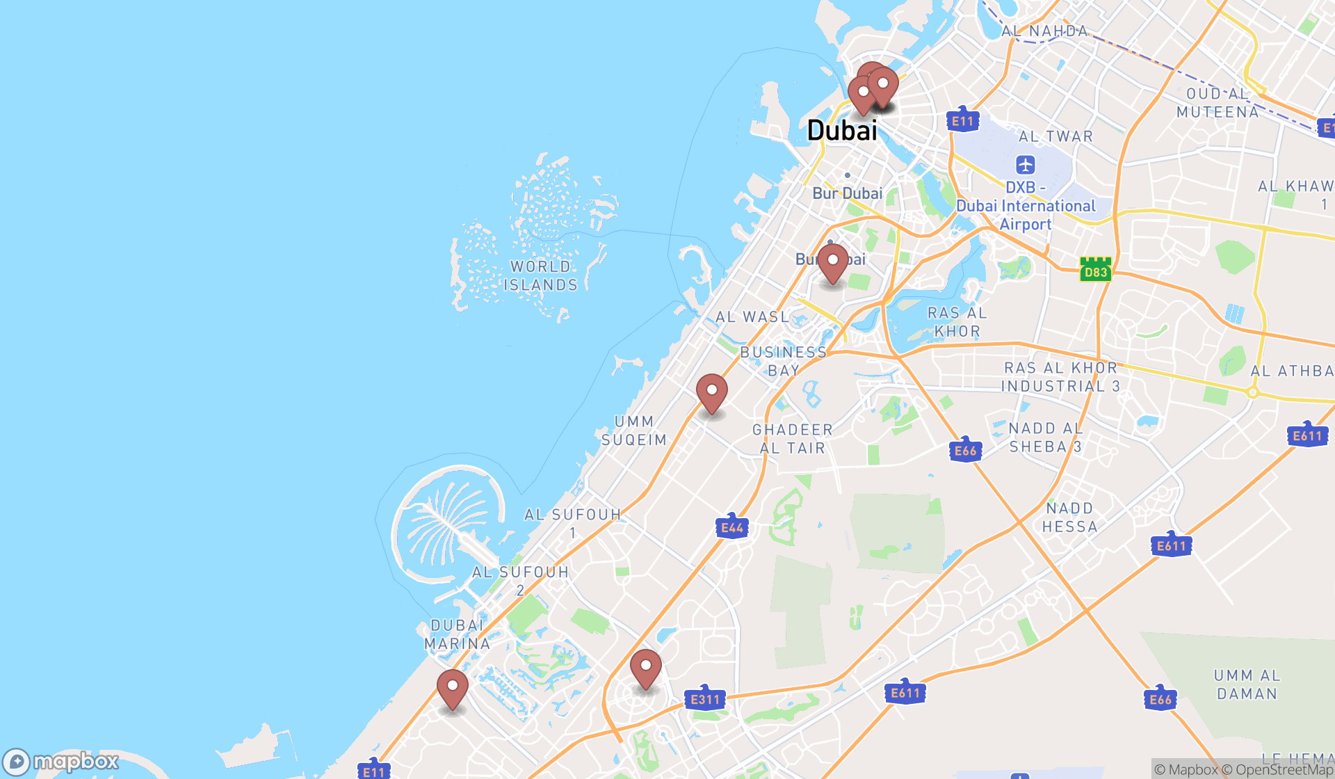Map showing the ranked used appliance stores in Dubai, Dubai