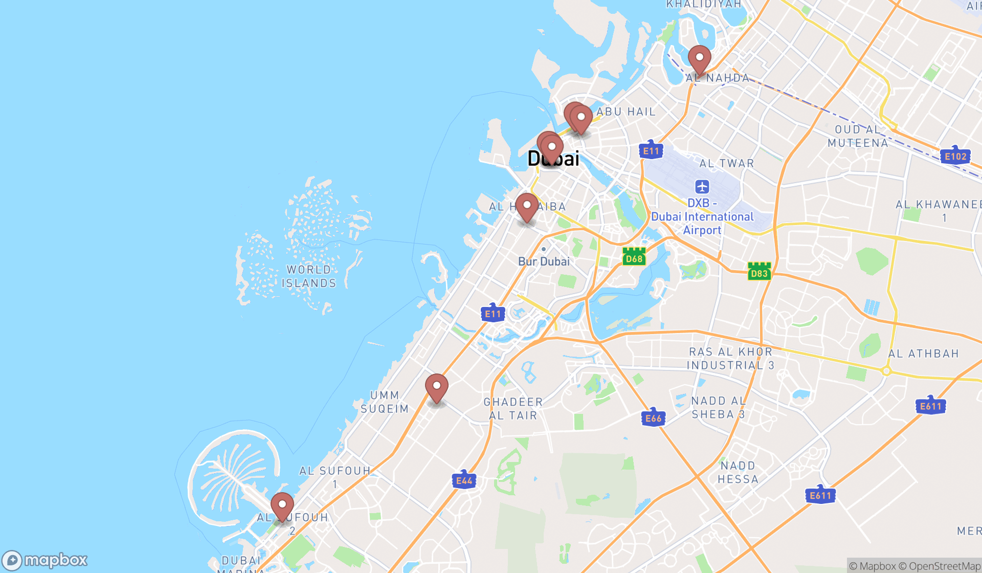 Map showing the ranked used computer stores in Dubai, Dubai
