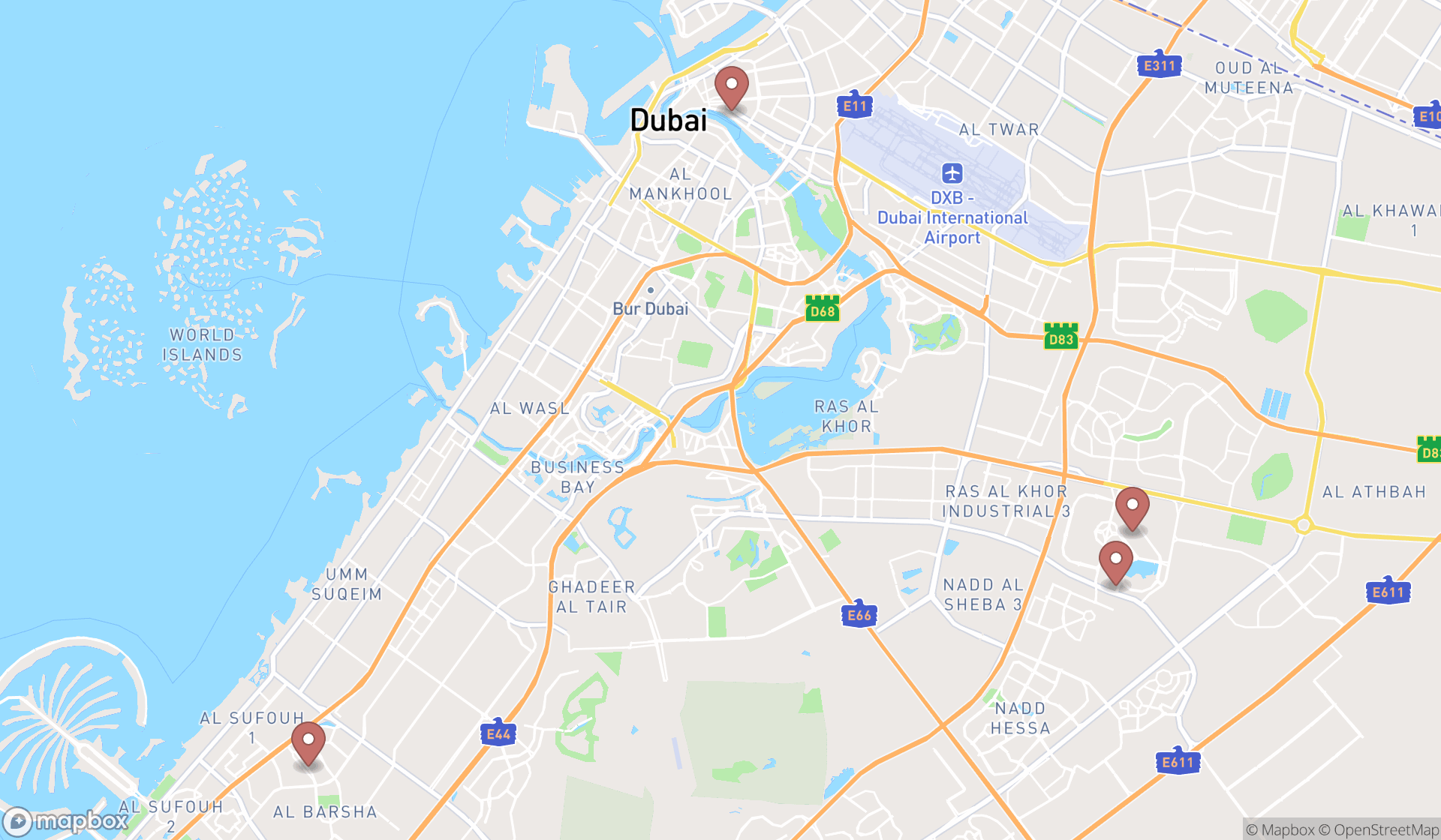 Map showing the ranked uyghur cuisine restaurants in Dubai, Dubai