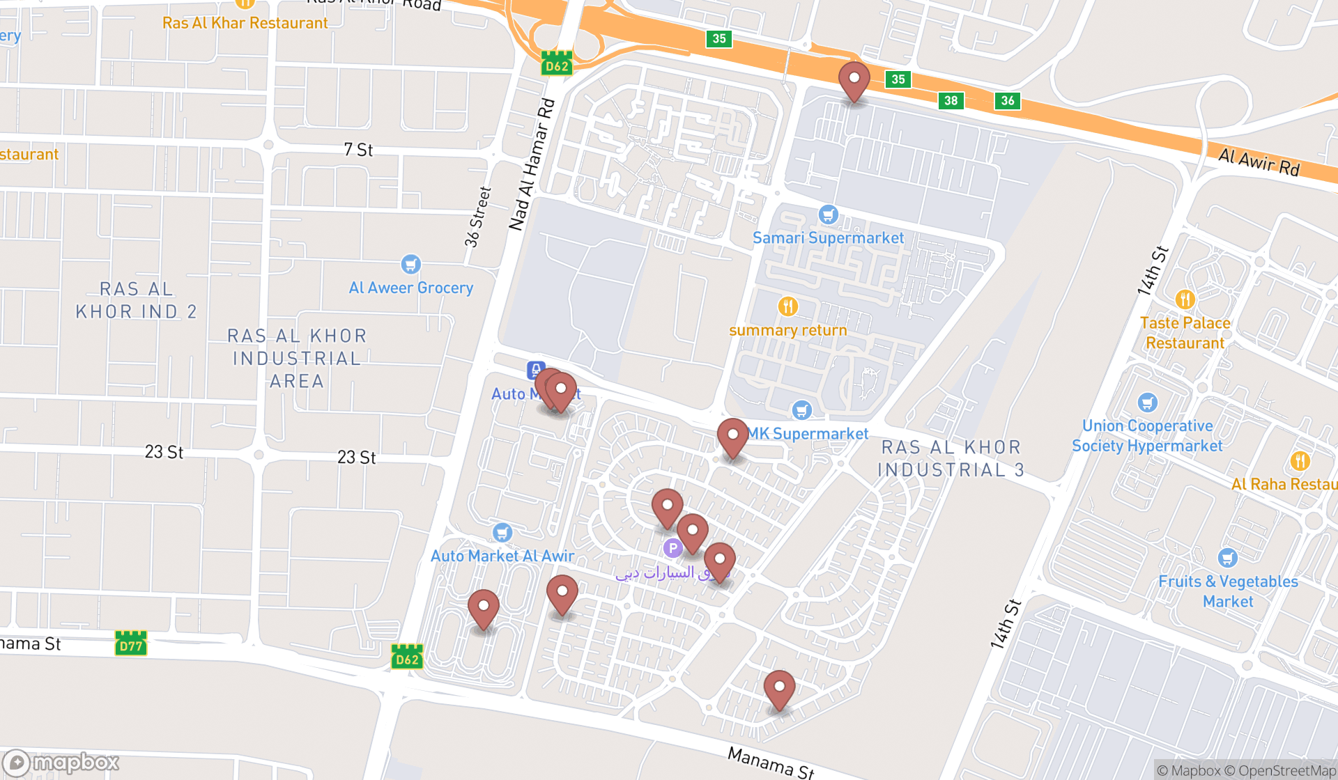 Map showing the ranked vehicle exporters in Dubai, Dubai