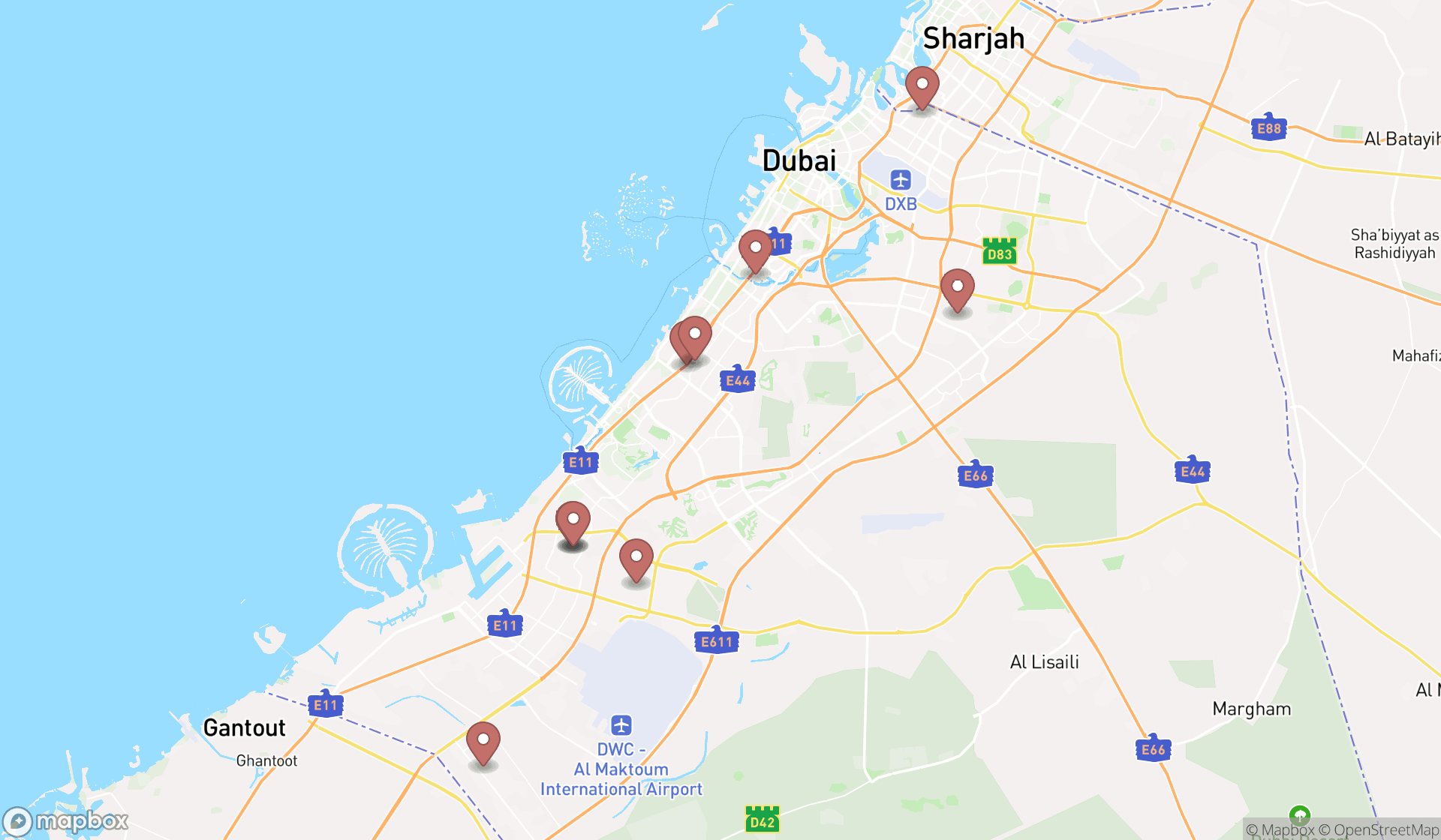 Map showing the ranked ventilating equipment manufacturers in Dubai, Dubai