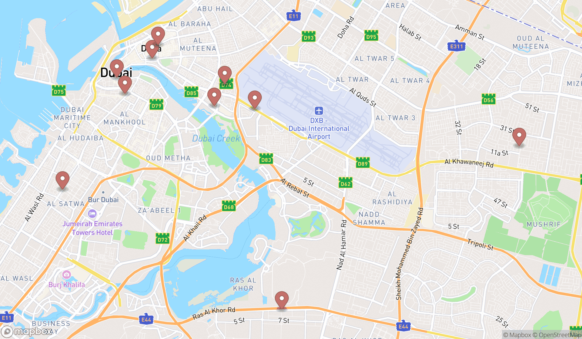 Map showing the ranked video camera repair services in Dubai, Dubai