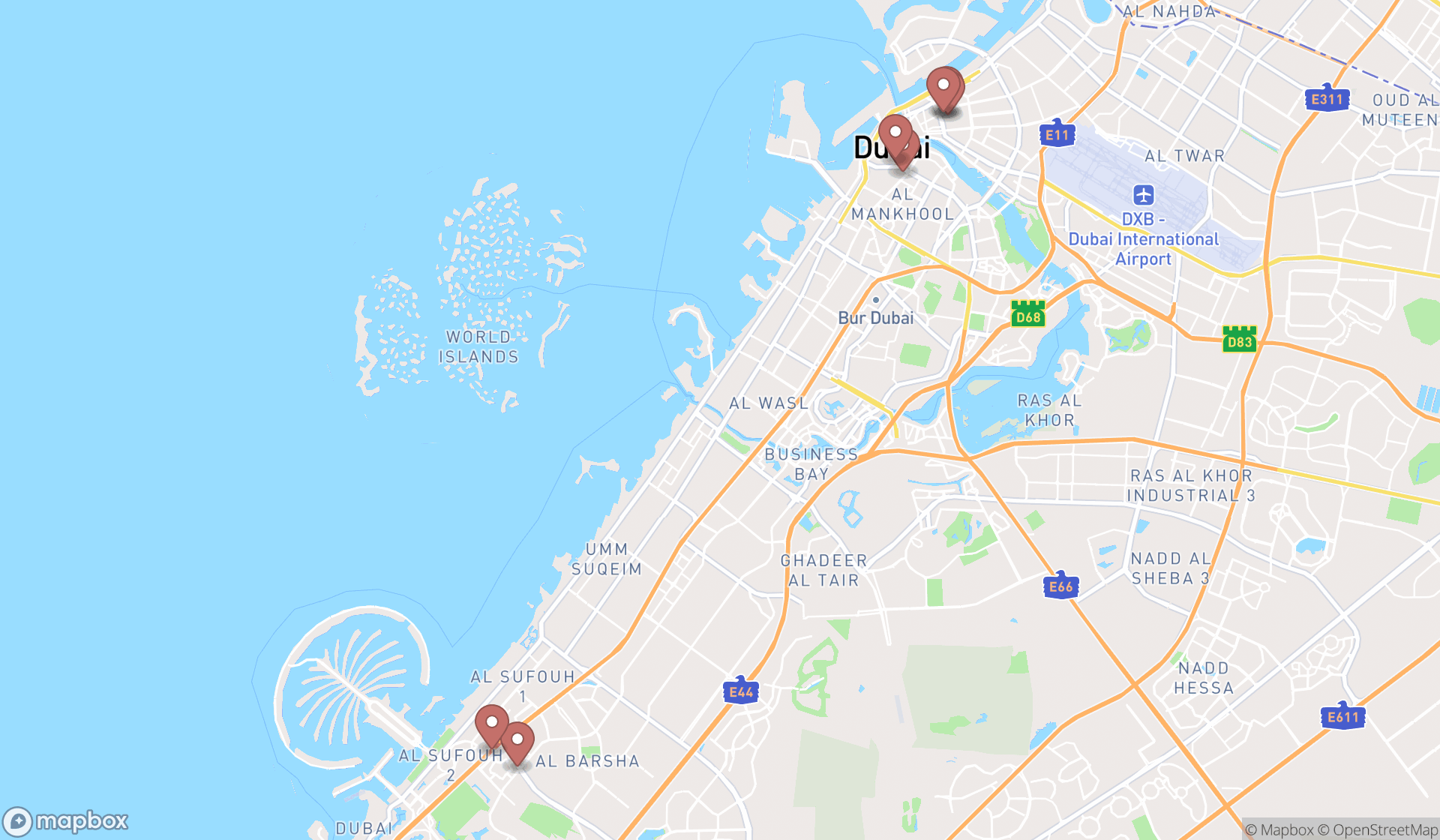 Map showing the ranked video equipment repair services in Dubai, Dubai