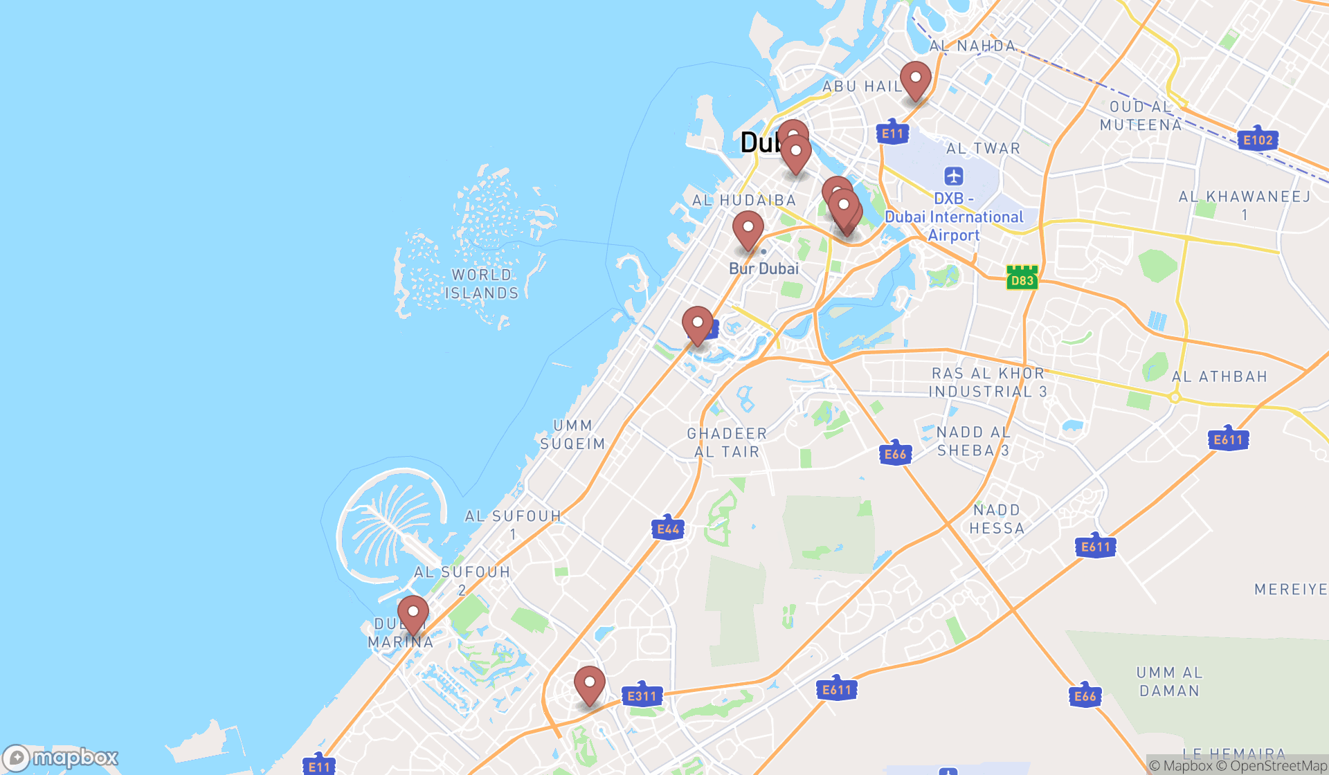 Map showing the ranked visa consulting services in Dubai, Dubai