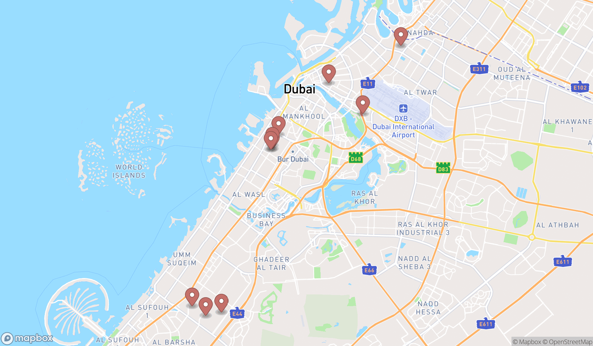 Map showing the ranked washer & dryer stores in Dubai, Dubai