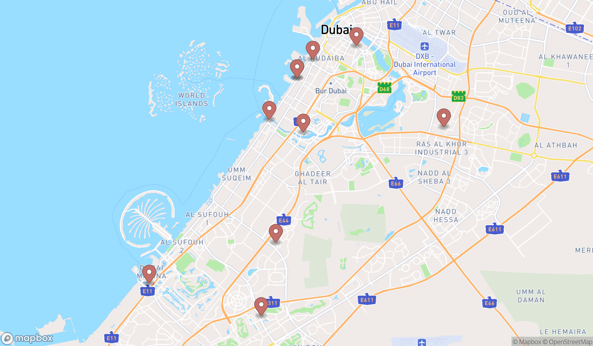 Map showing the ranked weight loss services in Dubai, Dubai
