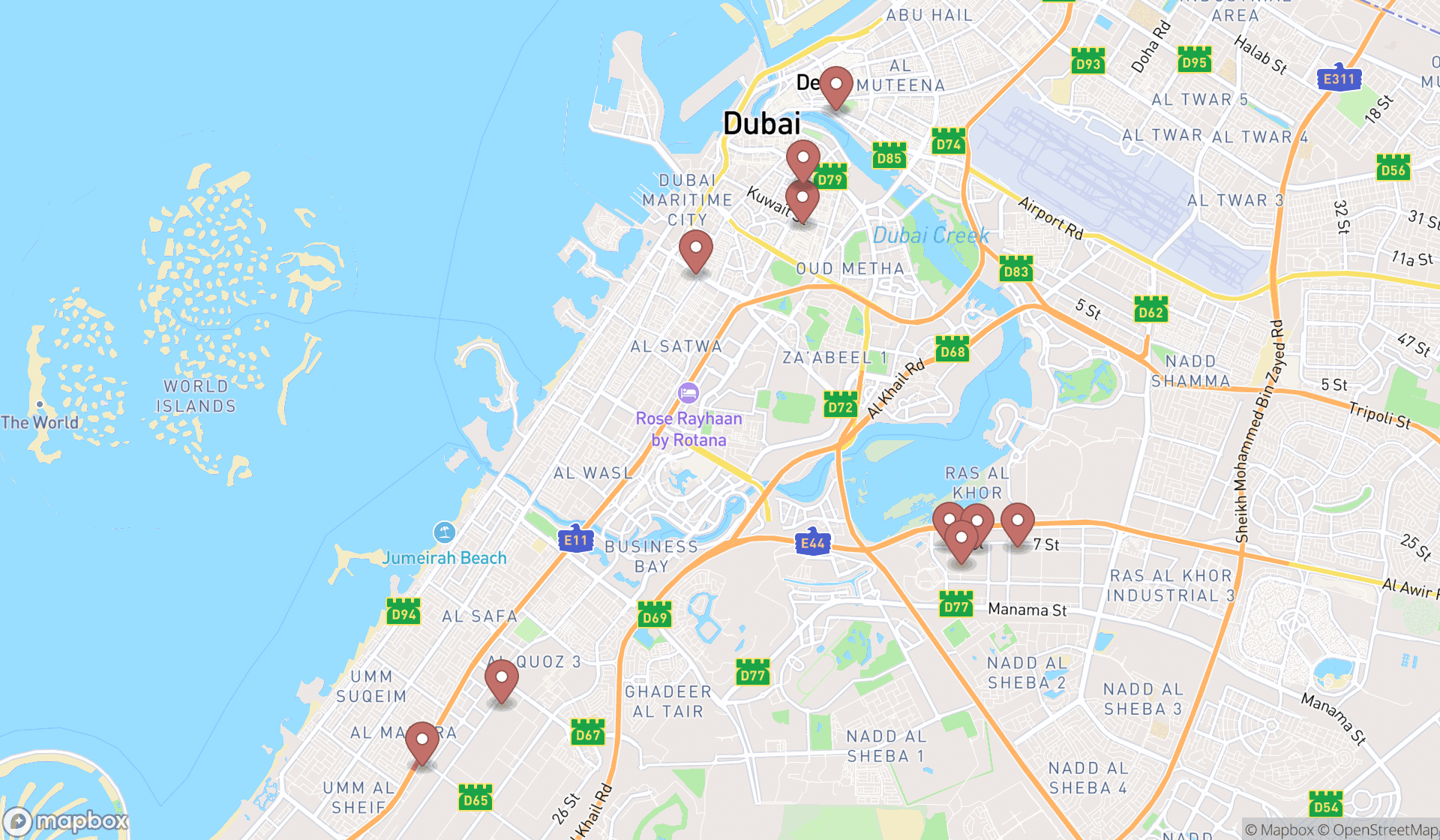Map showing the ranked welders in Dubai, Dubai