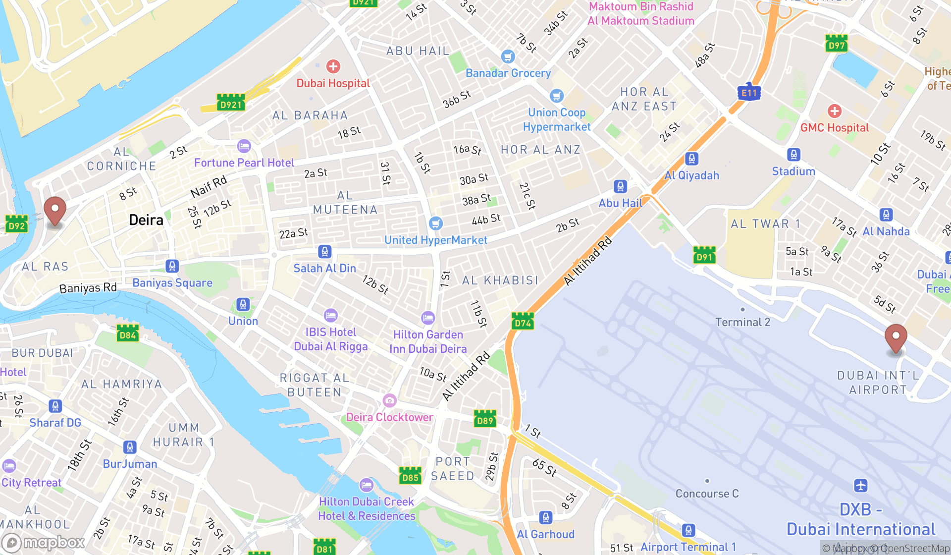 Map showing the ranked wholesale jewellers in Dubai, Dubai