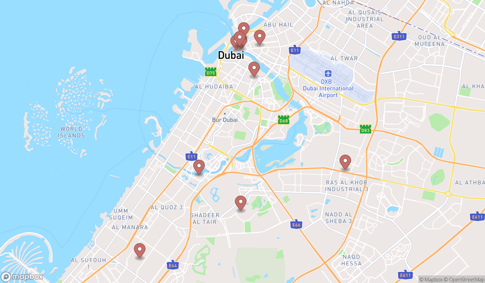 Map showing the ranked wholesaler household appliances in Dubai, Dubai