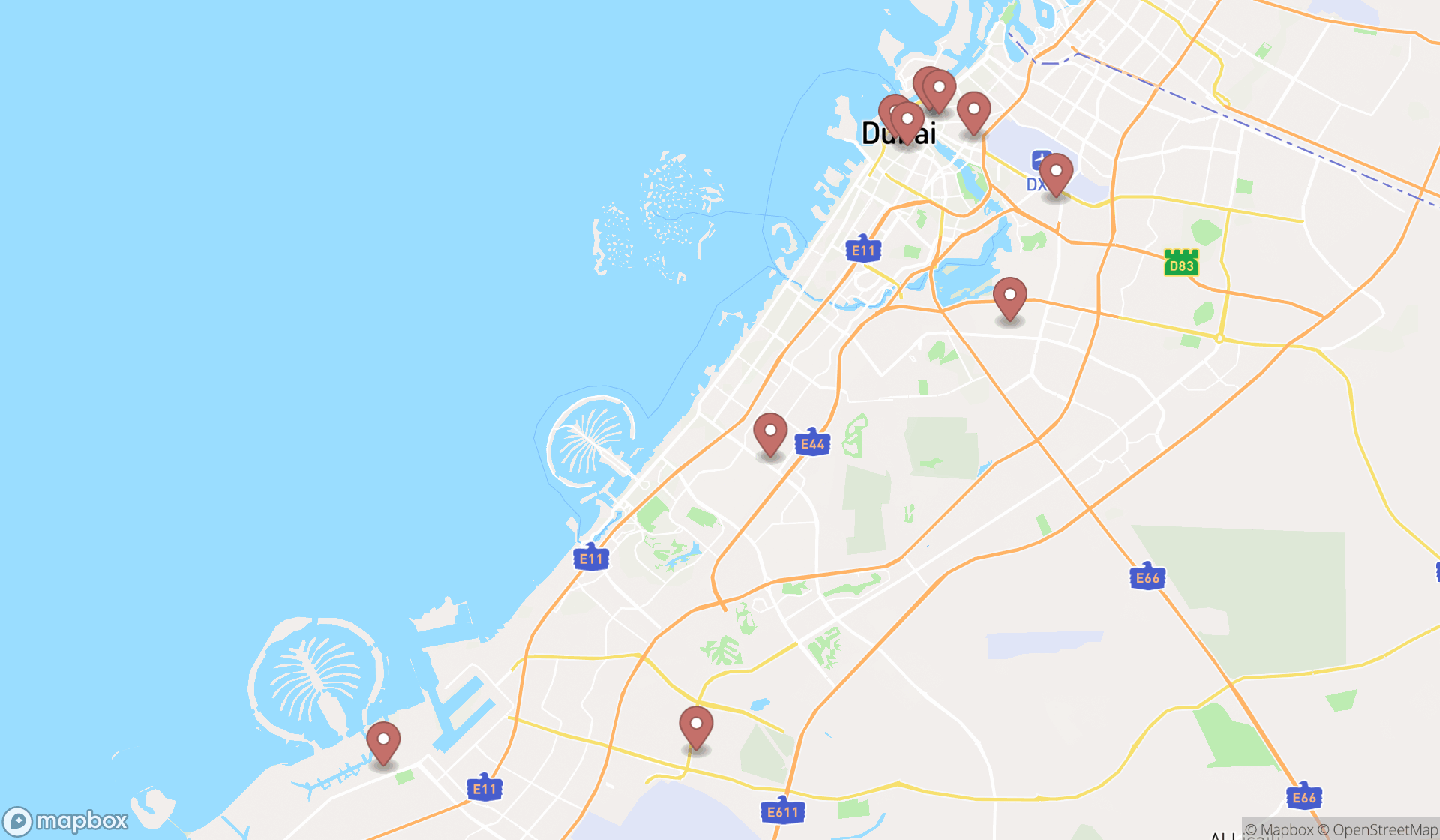 Map showing the ranked wire and cable suppliers in Dubai, Dubai