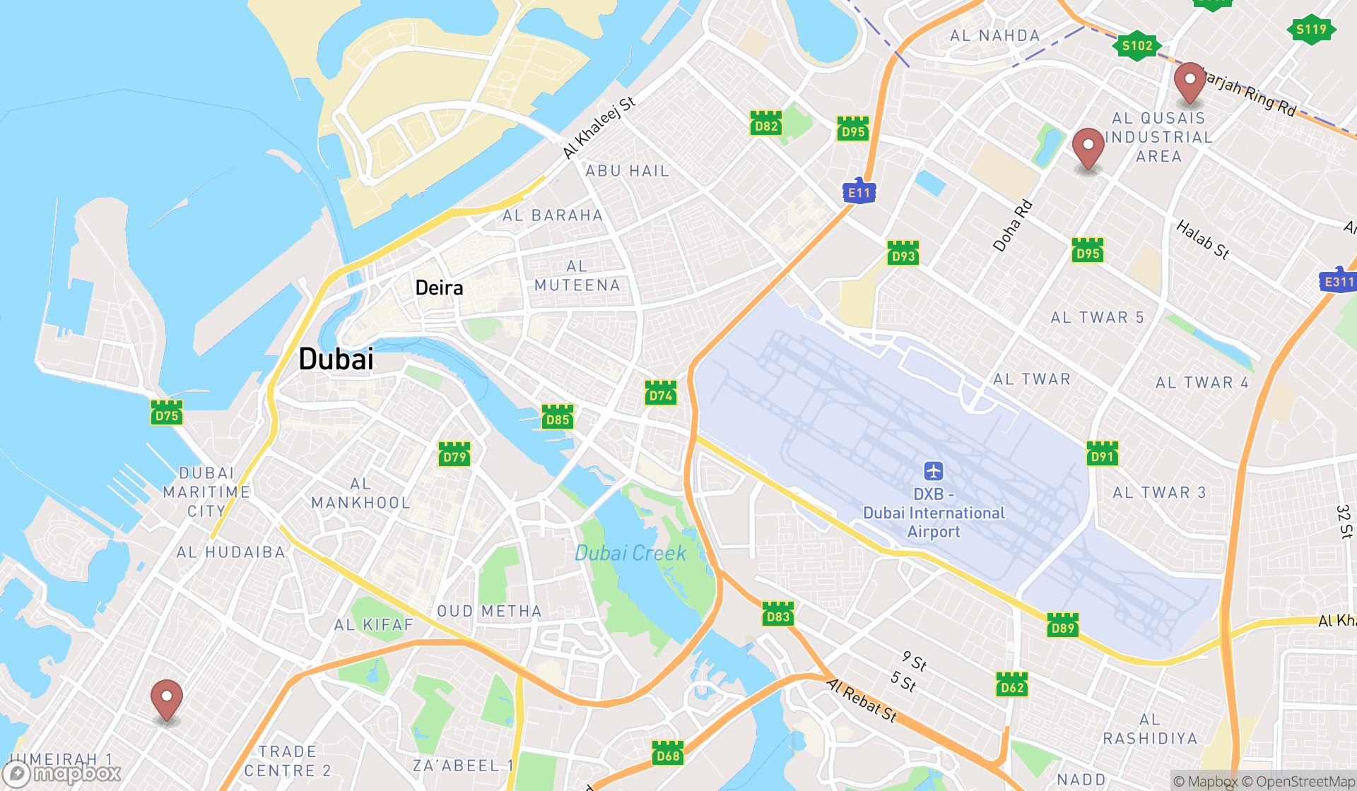 Map showing the ranked wood stove shops in Dubai, Dubai