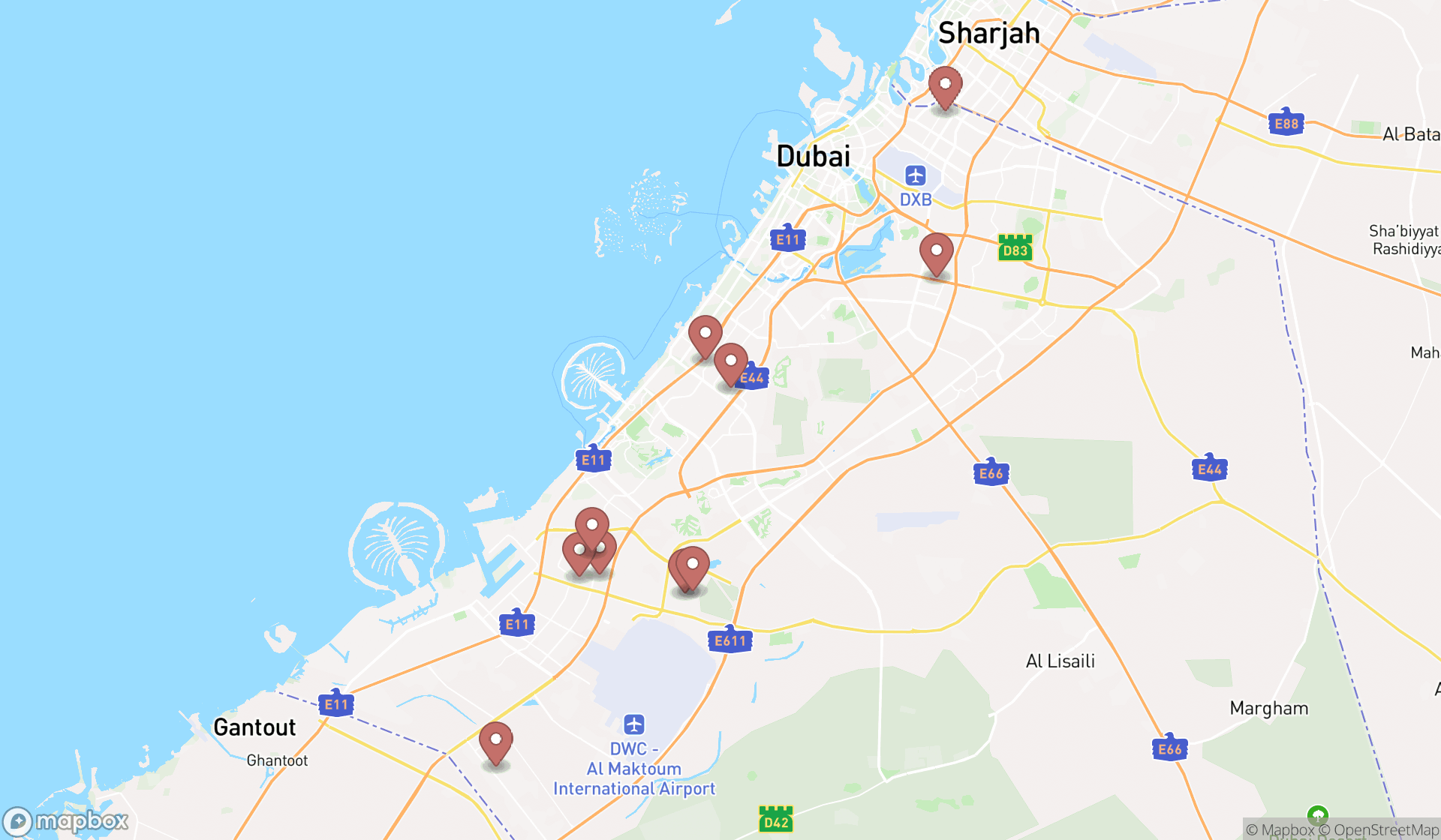 Map showing the ranked wood working classes in Dubai, Dubai
