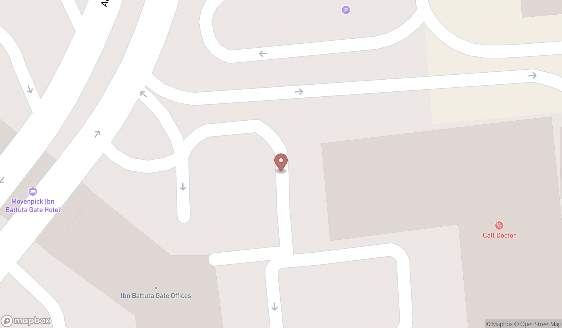 Map showing the search results in Dubai