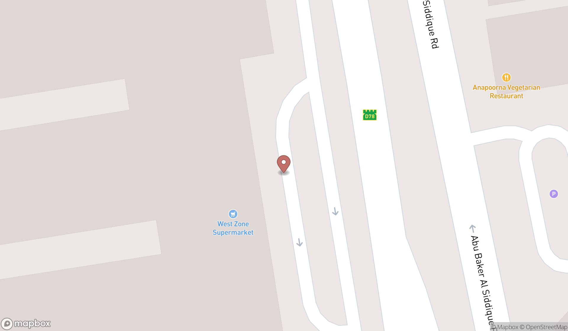 Map showing the search results in Dubai