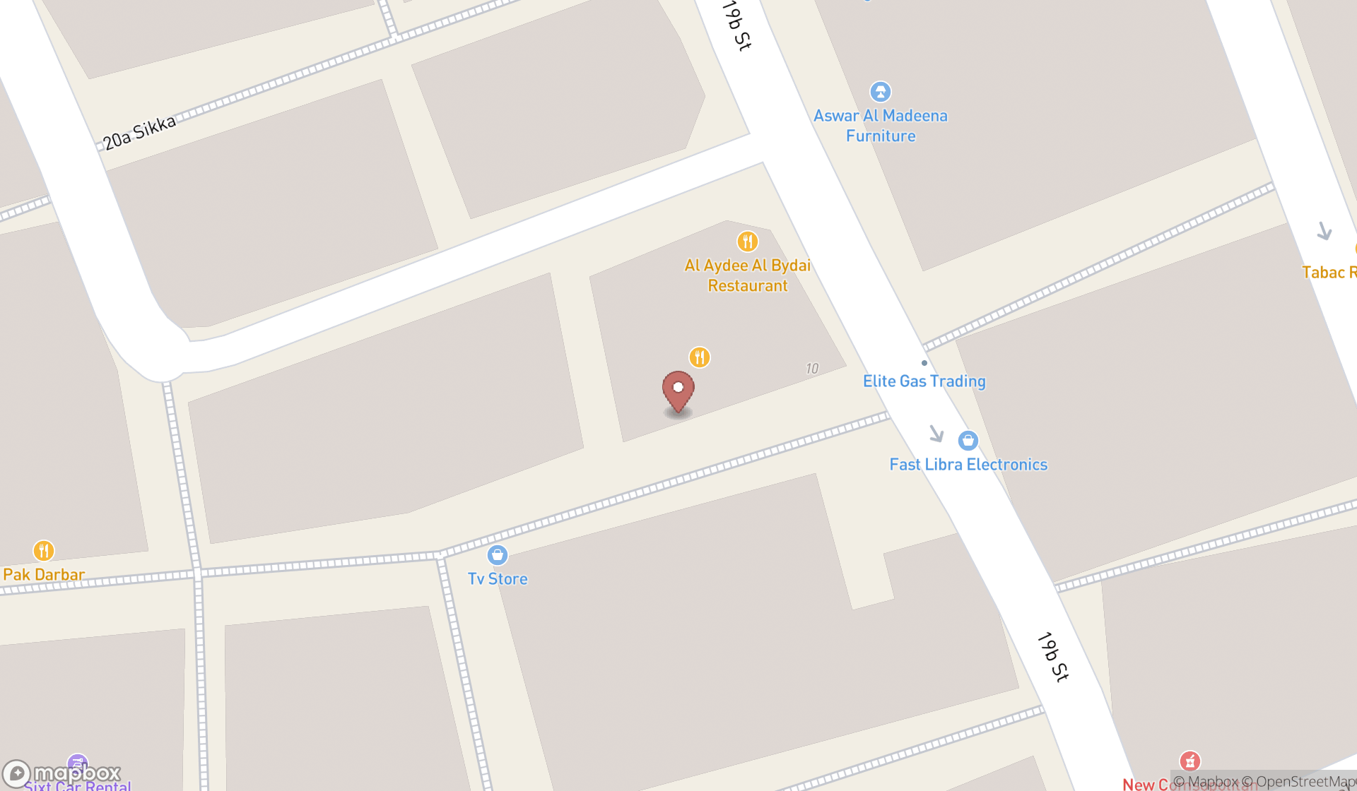 Map showing the search results in Dubai