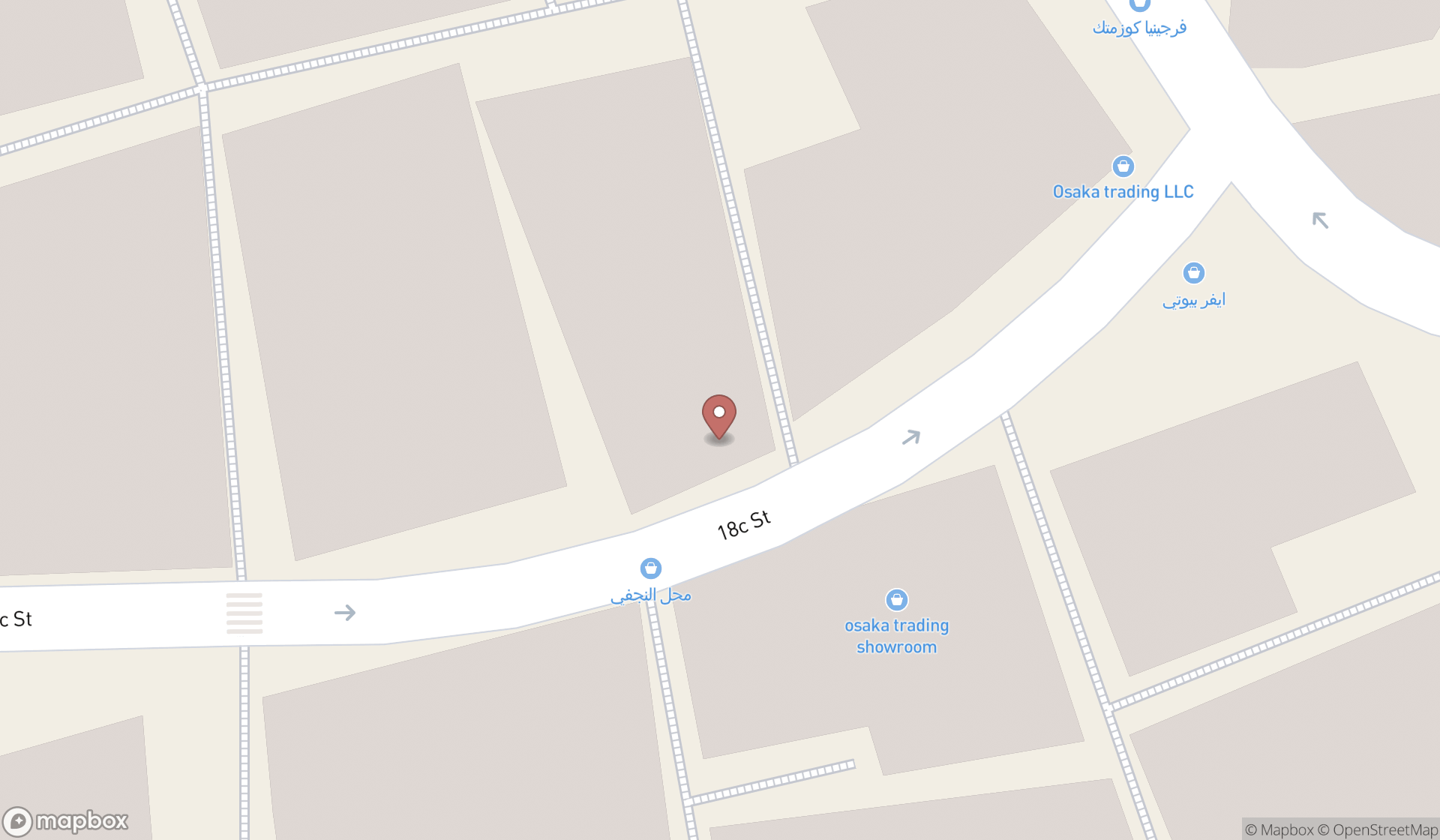 Map showing the search results in Dubai