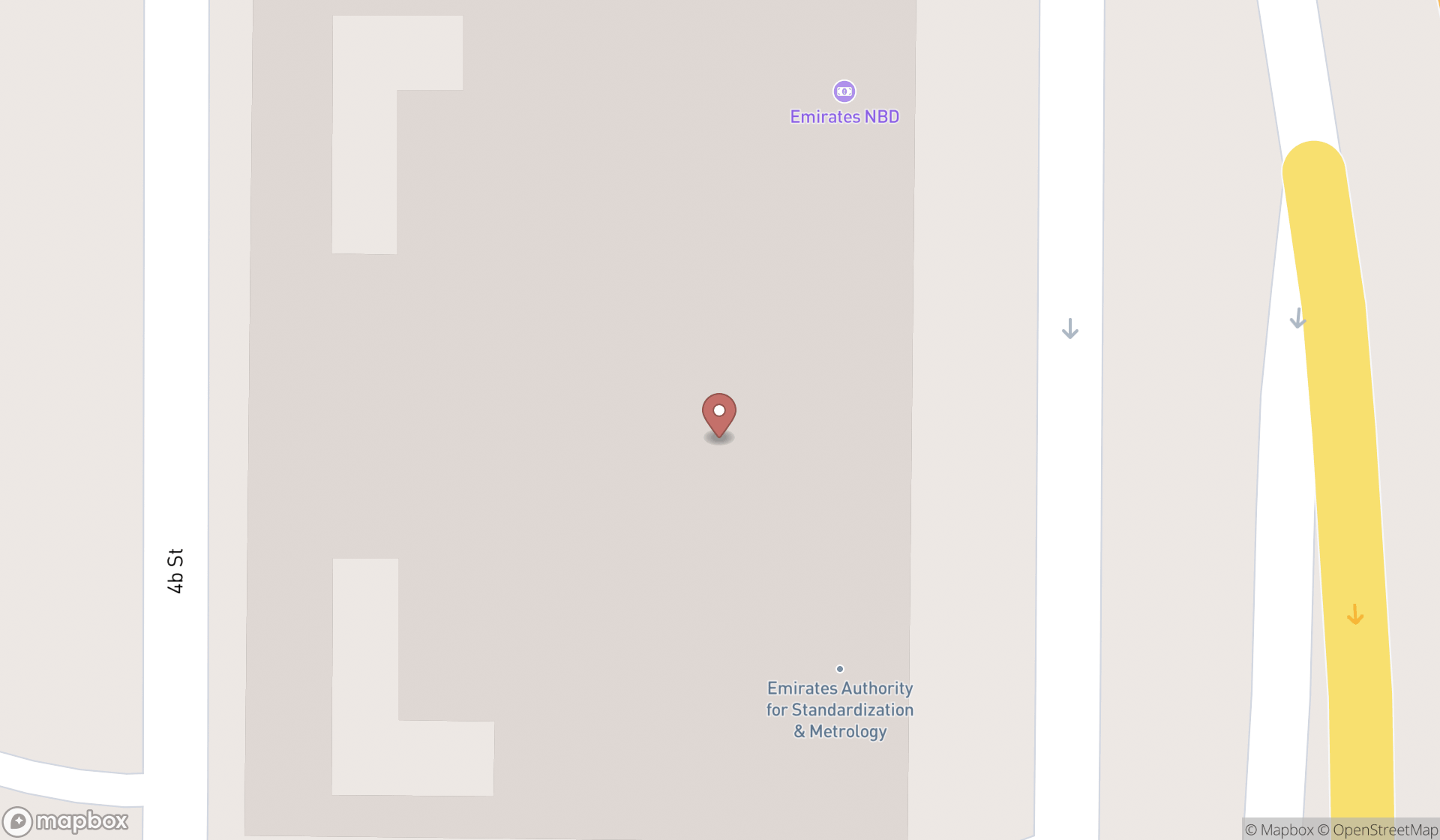 Map showing the search results in Dubai