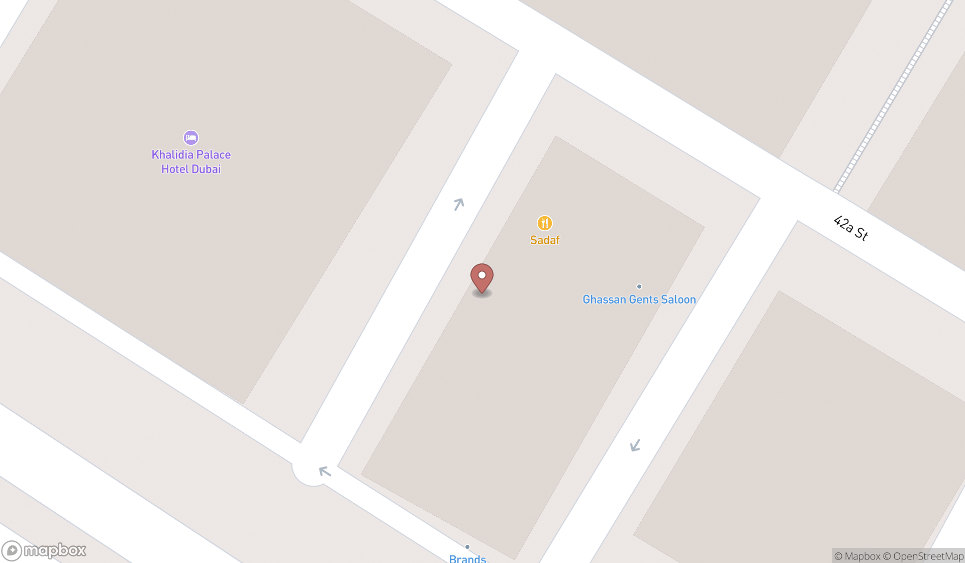 Map showing the search results in Dubai