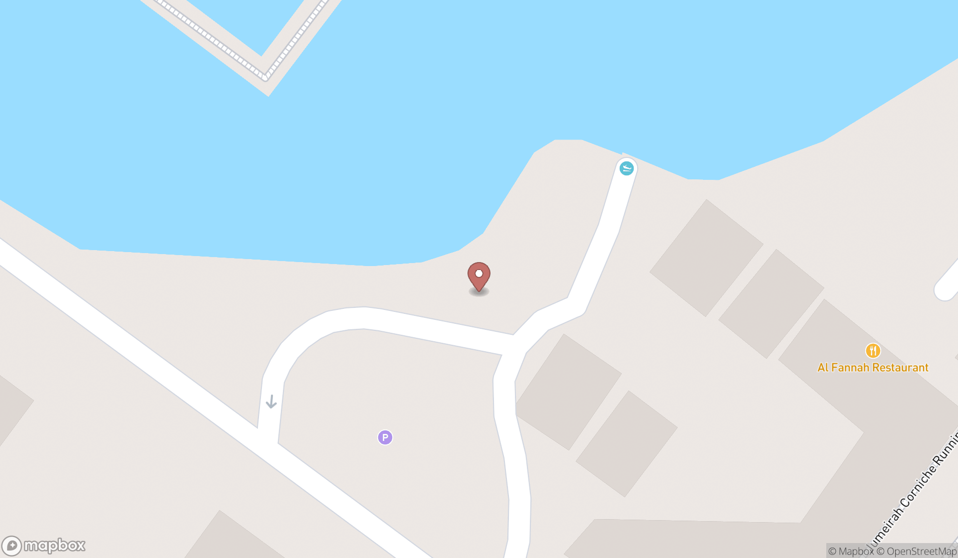 Map showing the search results in Dubai