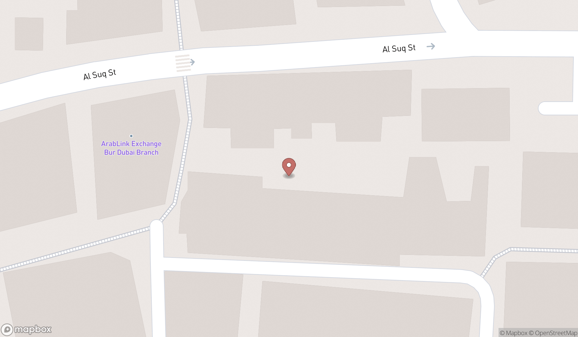 Map showing the search results in Dubai