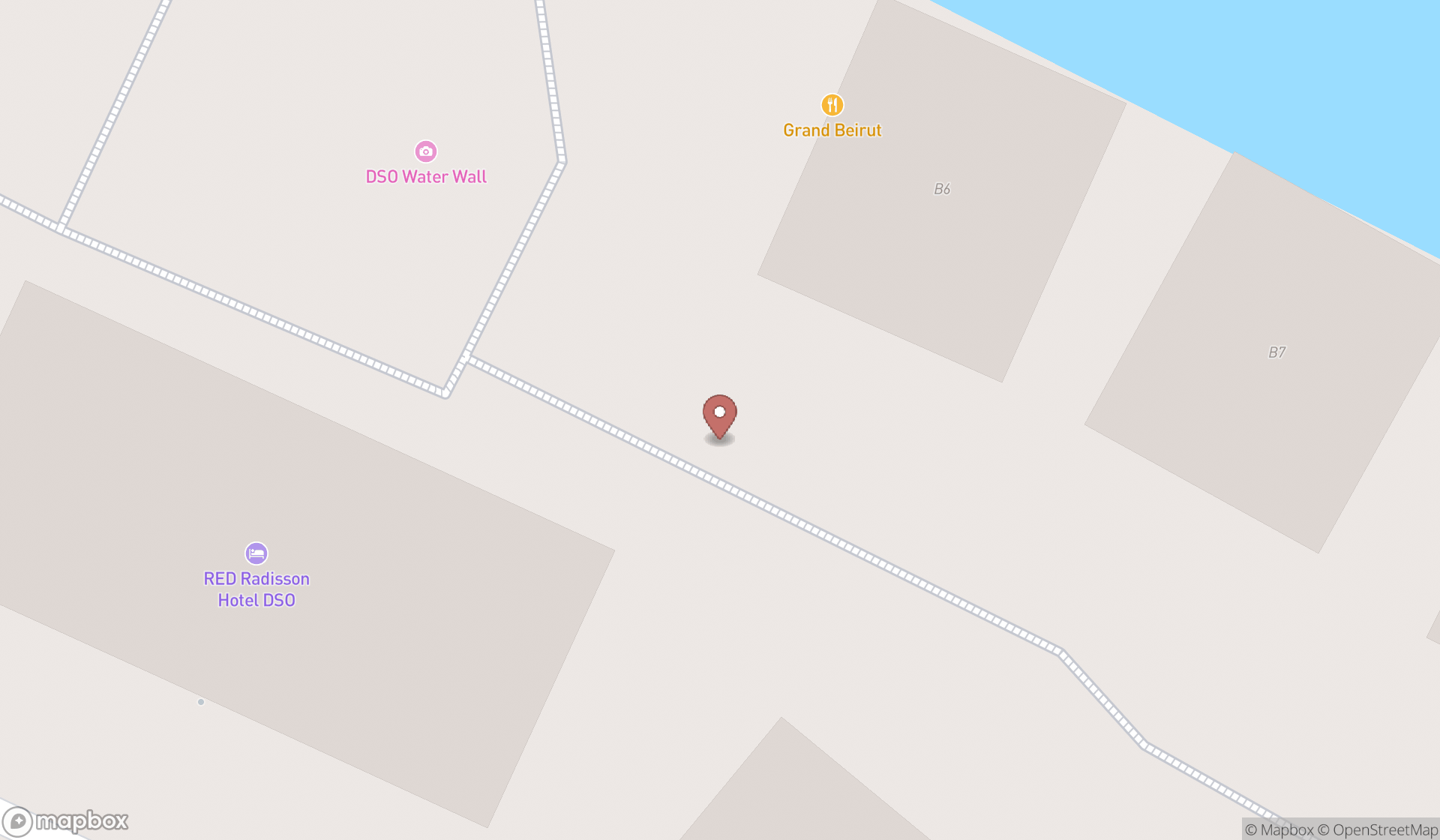 Map showing the search results in Dubai