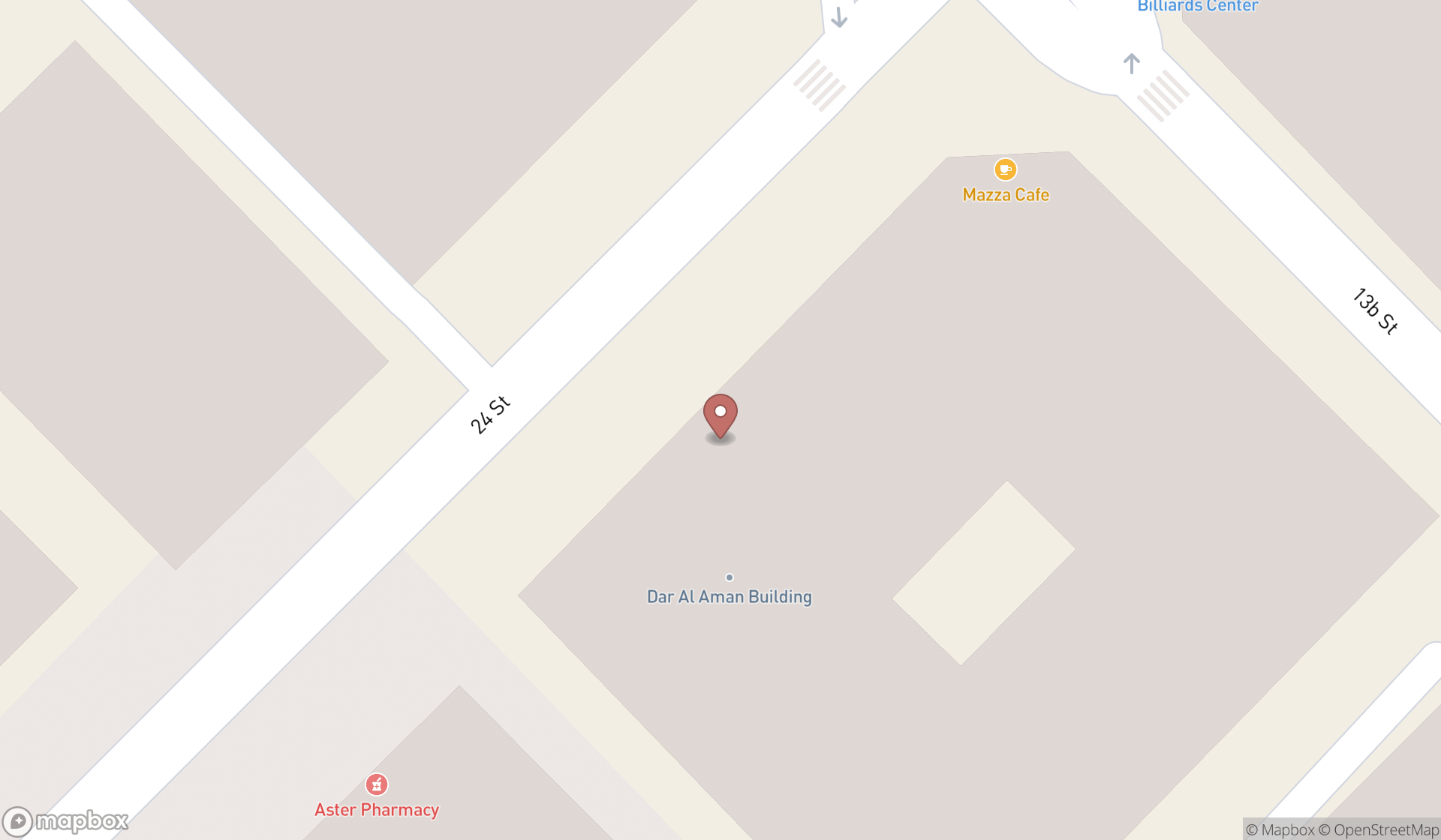 Map showing the search results in Dubai