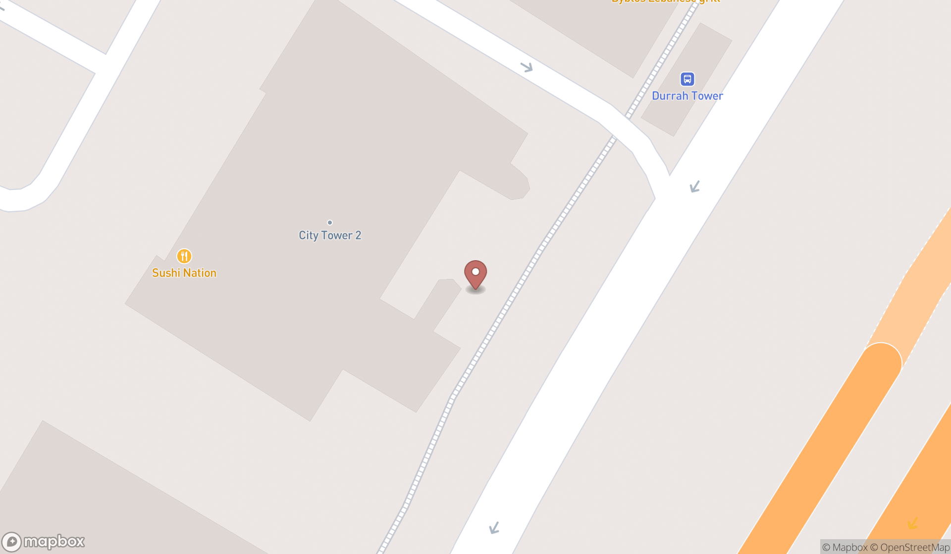Map showing the search results in Dubai