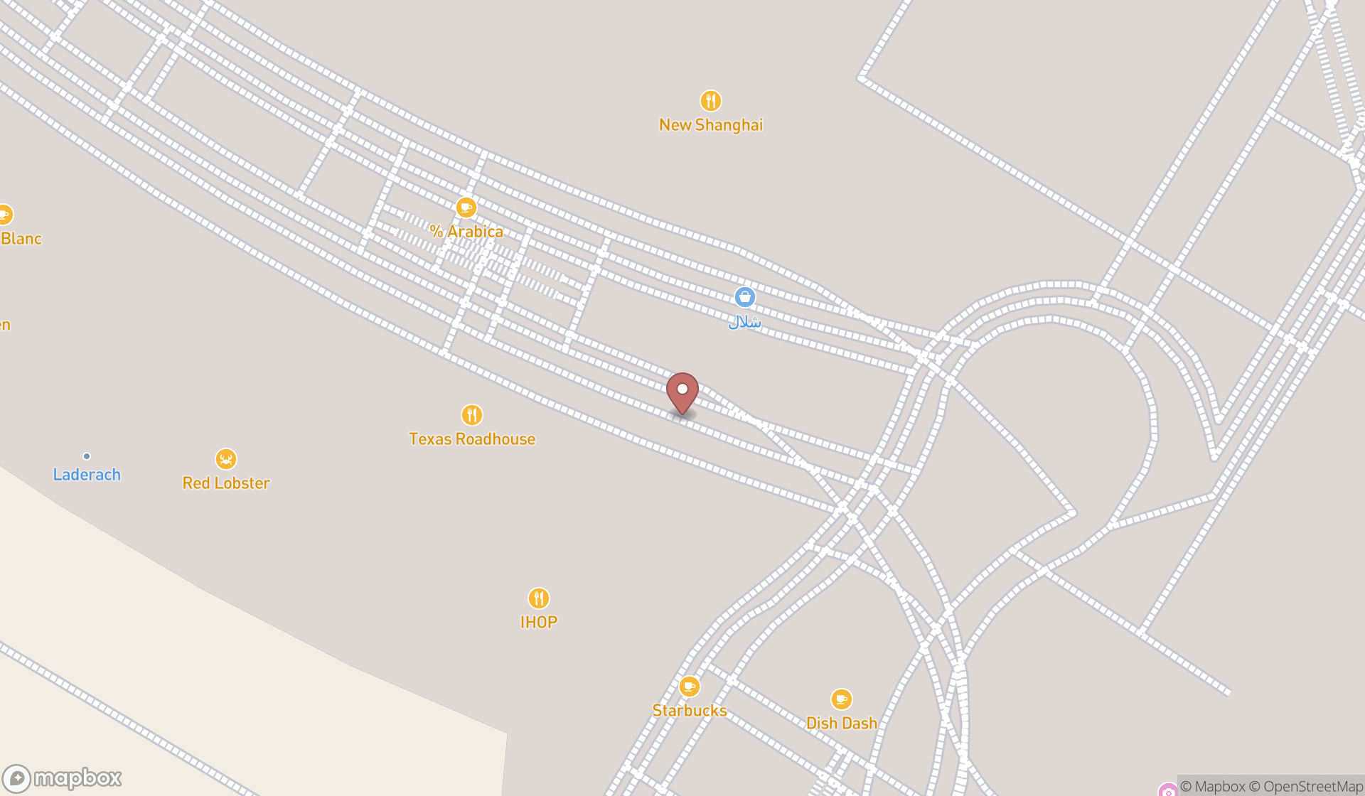 Map showing the search results in Dubai